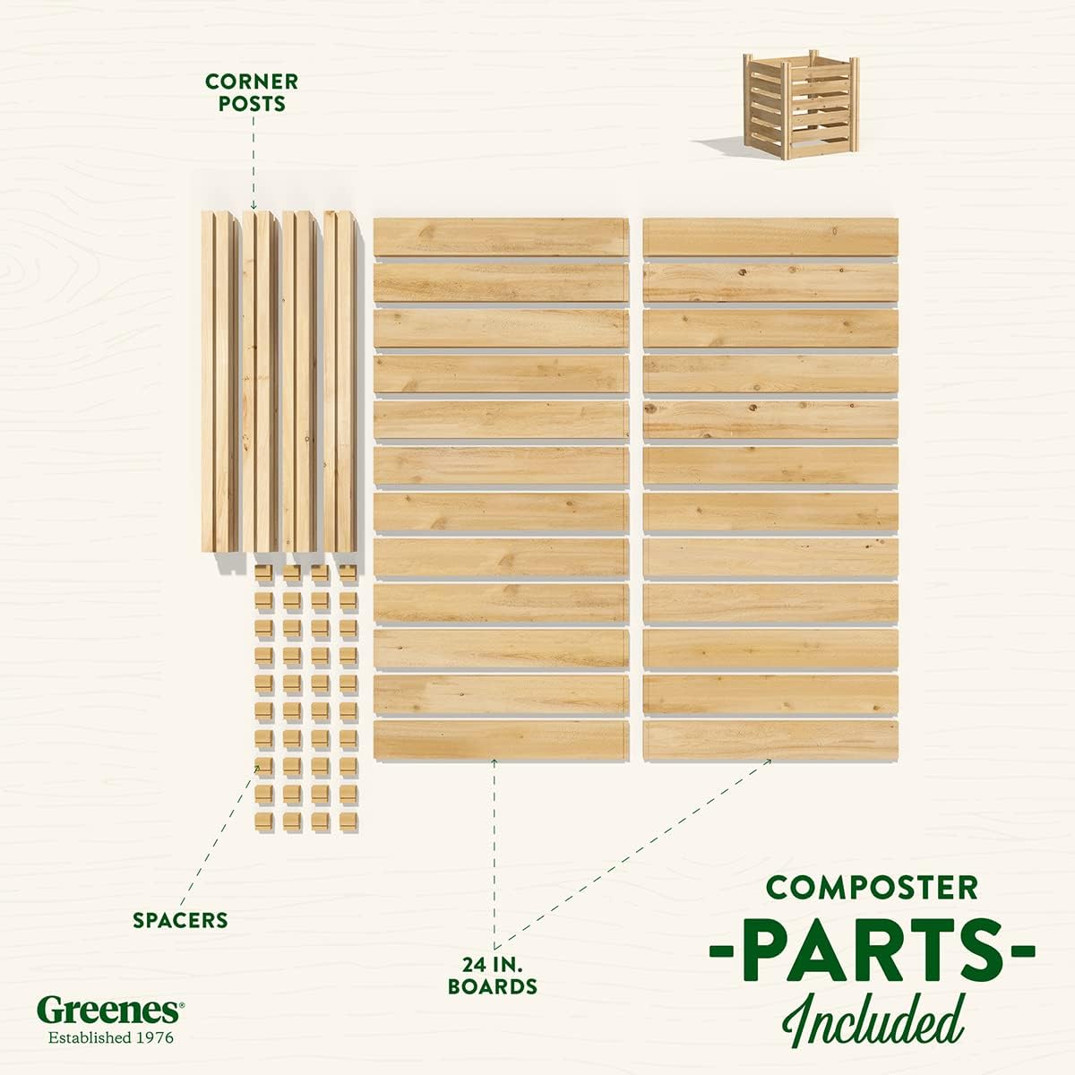 Greenes Fence Premium Cedar Wood Composter, 24" W x 24" L x 31" H (3/4" Thick) / 77.3 Gallons - Made in USA with North American Cedar