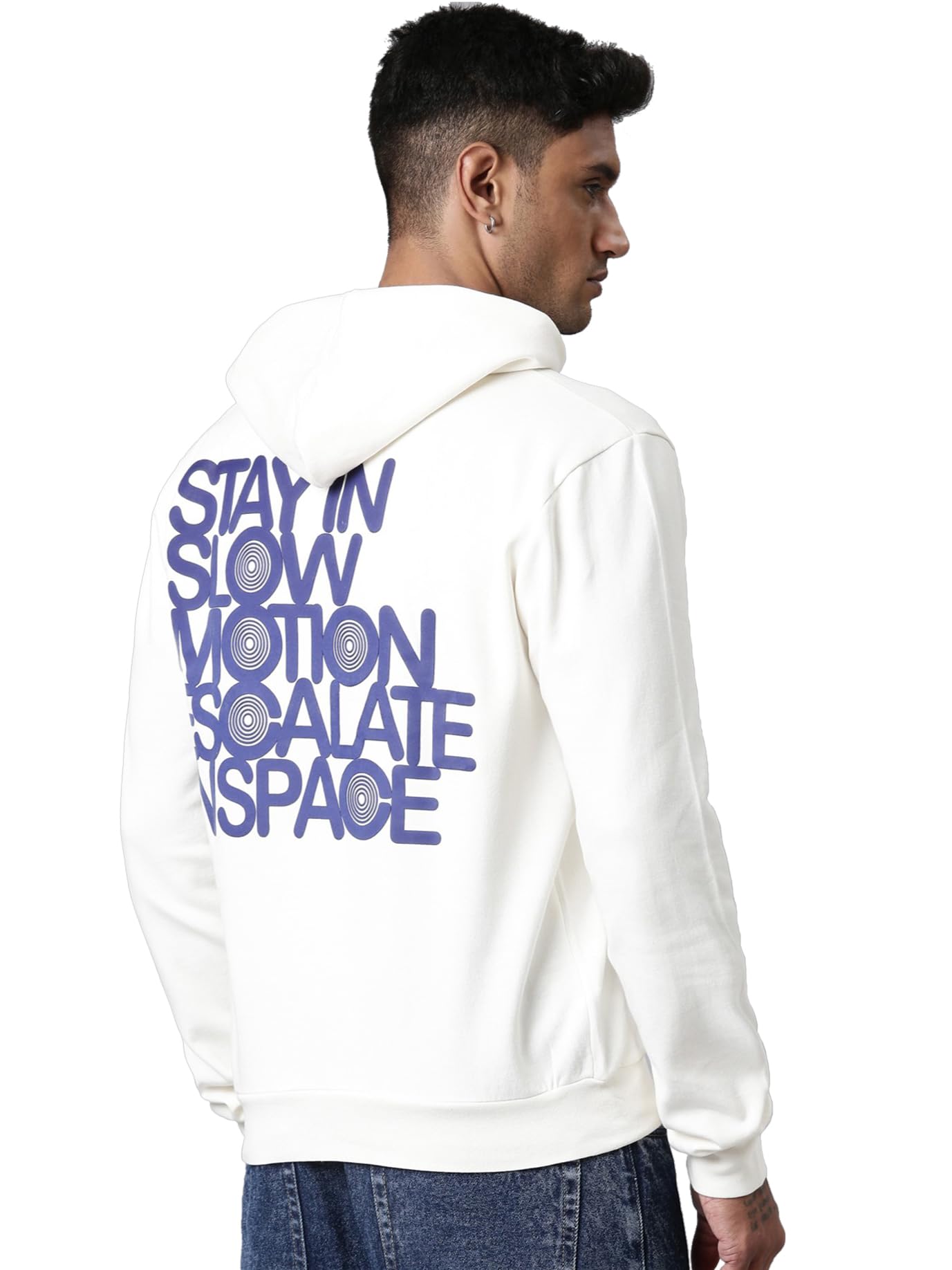 Men's Stylish Hooded Typographic Printed Sweatshirt (White)-image-0