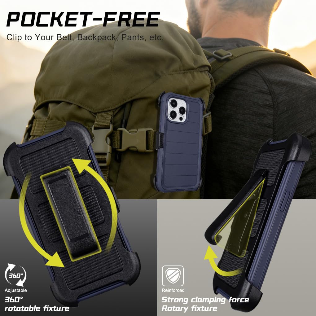 Custodia Defender per iPhone 15 Pro Max Custodia per telefono Clip da