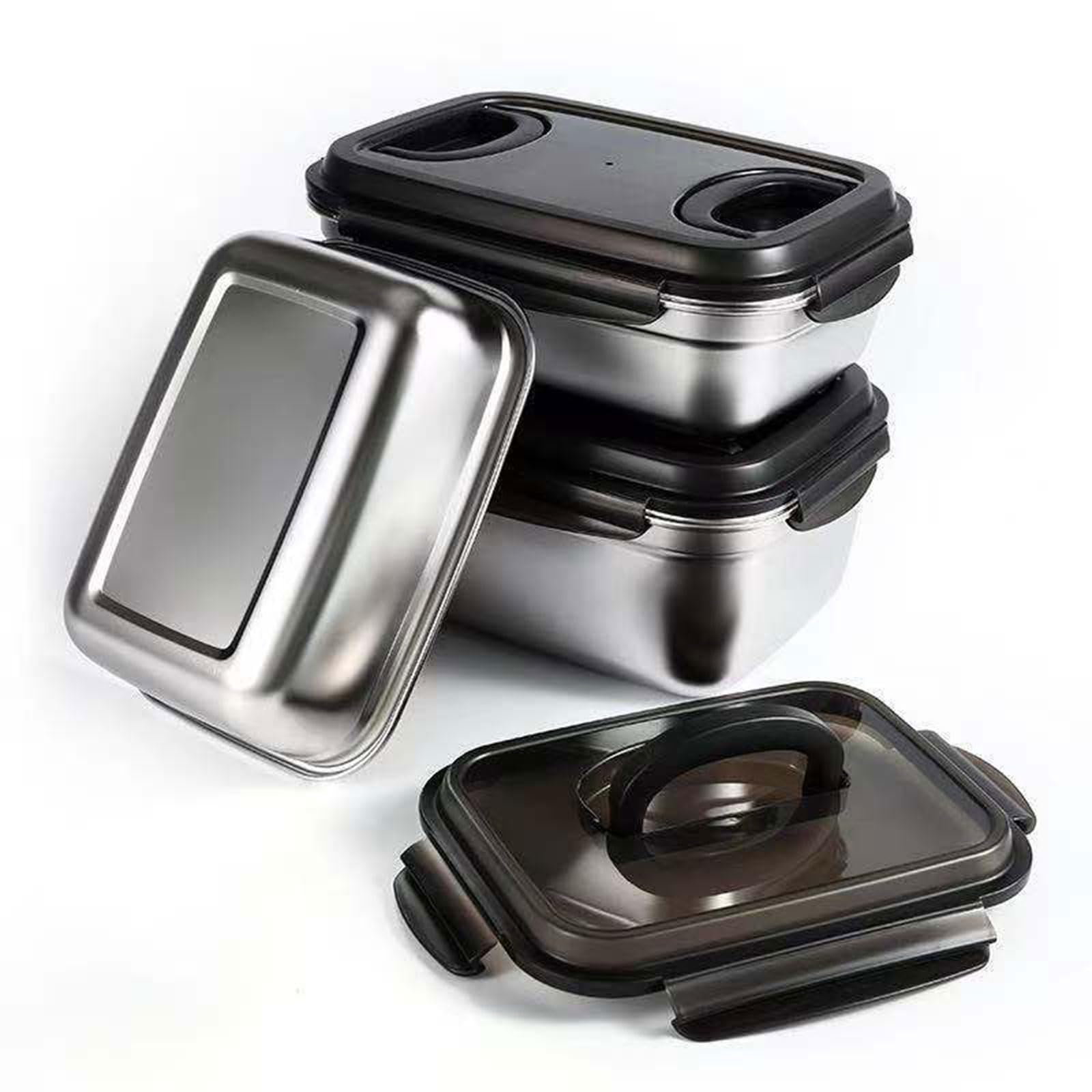 Contenedor sellado de acero inoxidable para almacenamiento de alimentos con cubierta segura para mantener las comidas frescas, ideal para cocina, oficinas, almuerzos, contenedor de preparación de de