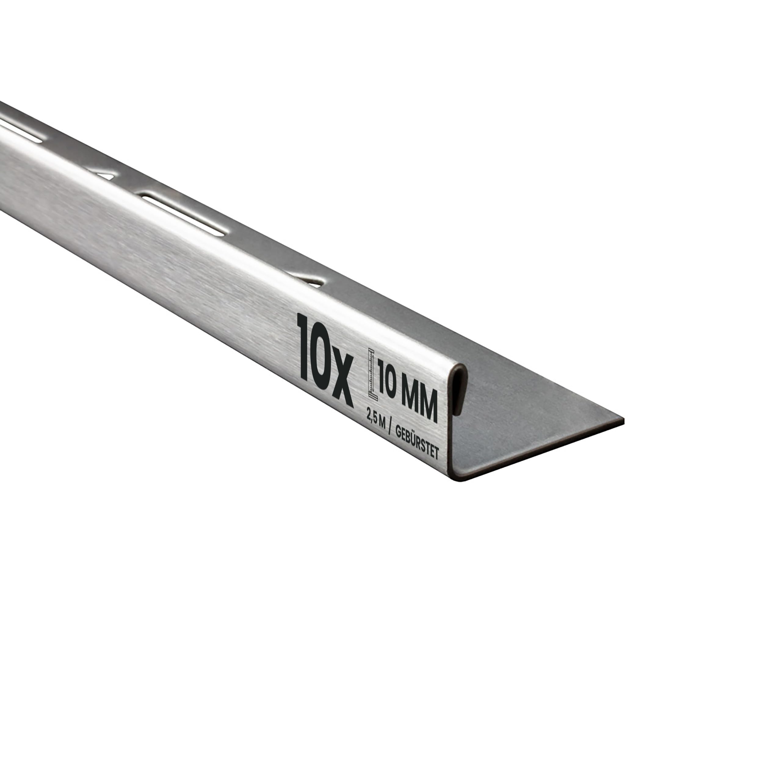 10x L-Profil Edelstahlschiene Fliesenprofil Fliesenschiene Edelstahl V2A L250cm 10mm gebürstet