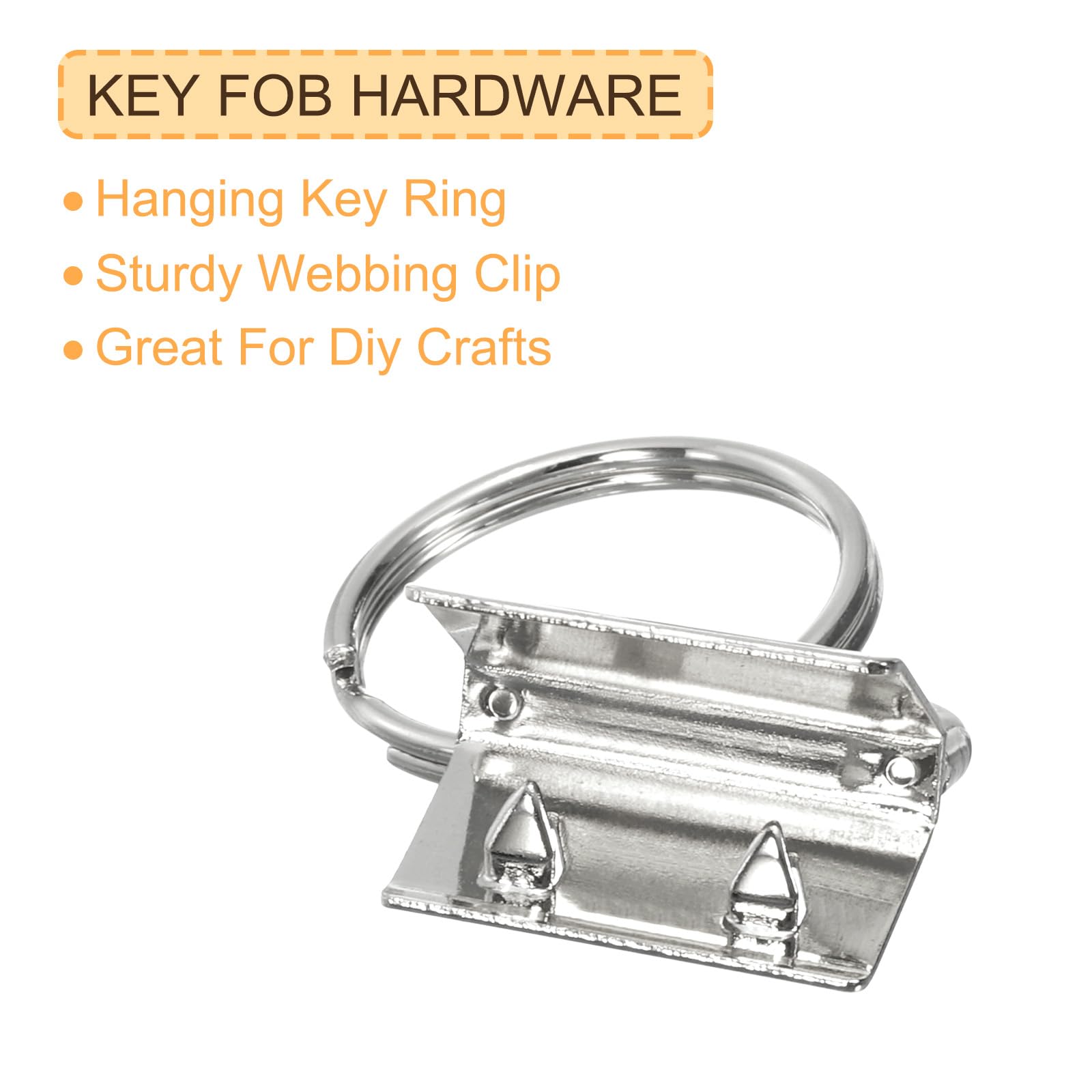 uxcell 20Pcs 20mm/ 0.8-inch Key Fob Hardware with Keychain Ring for Bag Webbing Wristlets Lanyards, Silver Tone - Image 4