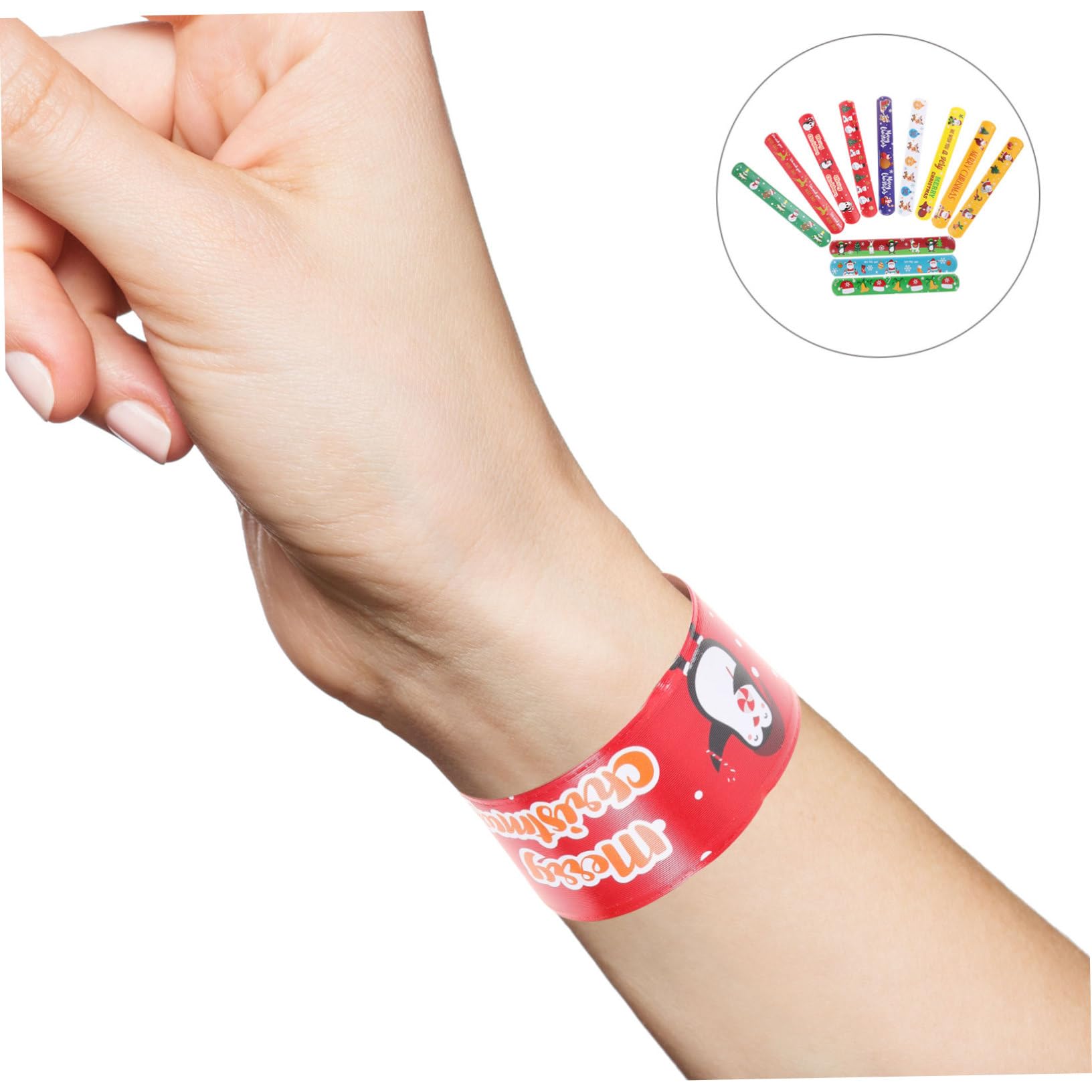 96 Piezas Pulseras Slap de Navidad PVC Cómodas y Creativas para Fiestas y Regalos Festivos Accesorio Versátil para Cumpleaños y Celebraciones Navideñas