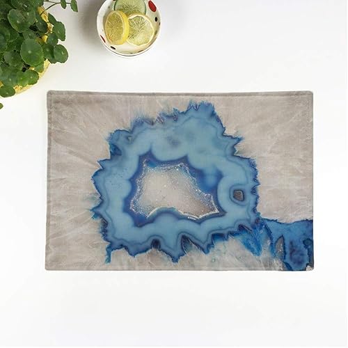 Miniatura 3 de Juego de 6 manteles individuales de porcelana azul china ornamental, diseño étnico, diseño de flores, antideslizante, para mesa de comedor y cocina