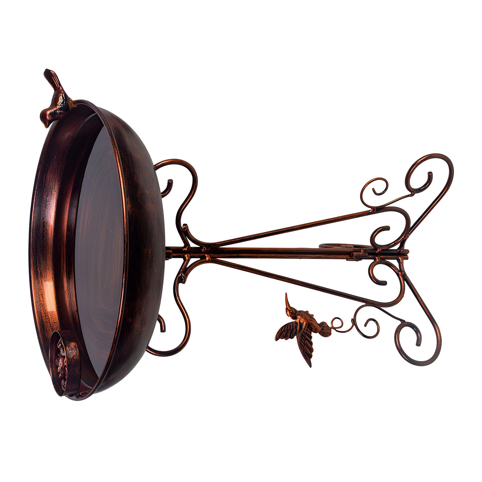 Squisito set di mangiatoia per uccelli in rame con figure decorative per attrazione del giardino, elegante ciotola per uccelli con finitura in rame