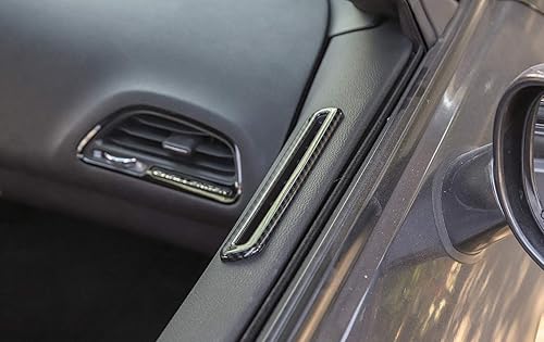Miniatura 2 de GZXinWei Cubierta de salida de salida de aire de puerta interior de fibra de carbono para Dodge Challenger 2015-2020 Adhesivo para panel interior