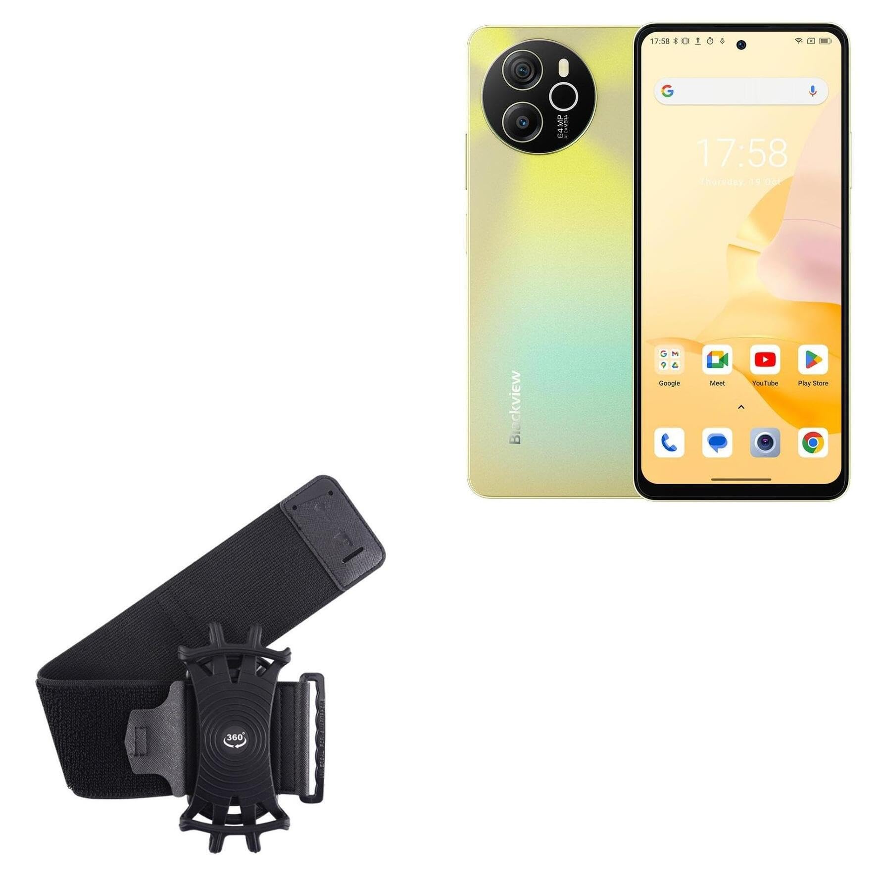 BoxWave Holster Compatible with Blackview Shark 8 - ActiveStretch Sport Armband, Adjustable Armband for Workout and Running - Jet Black