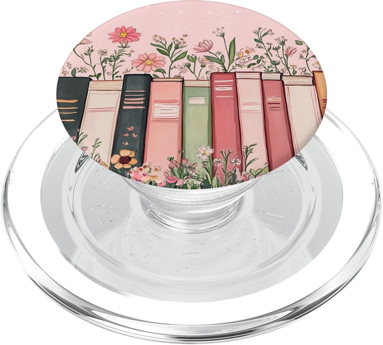 Pink Book Theme Floral Girly Book Lover Flowers PopSockets PopWallet for MagSafe