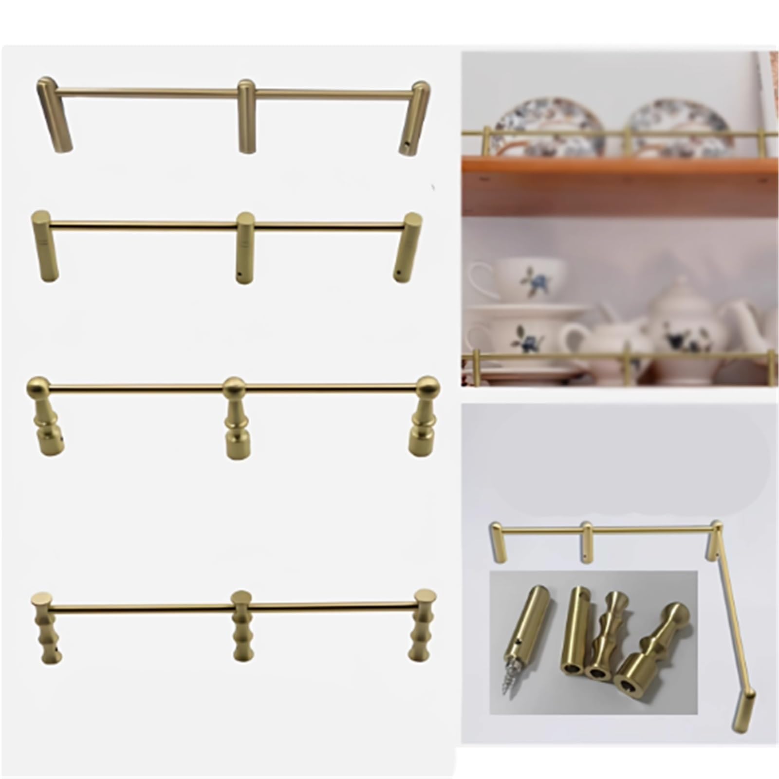 Generisch Stabiles Metallregalschienen-Set, 28-14 Zoll (ca. 71-36 cm) Lange, goldene Haltestangen, 8 mm Rundrohr, für Bücherregale, Schuhregale und Schränke, einfache Montage, 10er-Pack, 18 Zoll (ca.