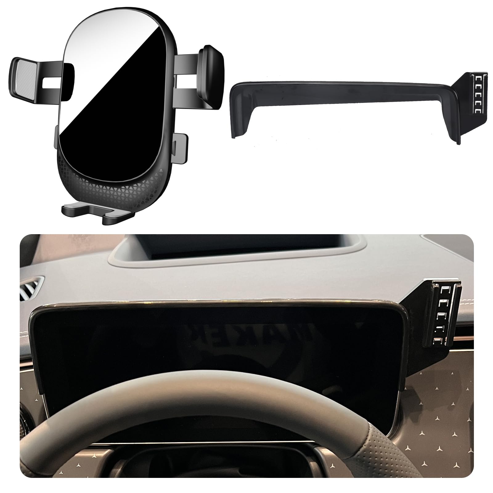 MikeHam Car Phone Holder for Mercedes-Benz EQE Auto Accessories [Only for 2023 2024 Benz EQE] [Auto Lock Hands Free Cell Phone Mount Car fits for