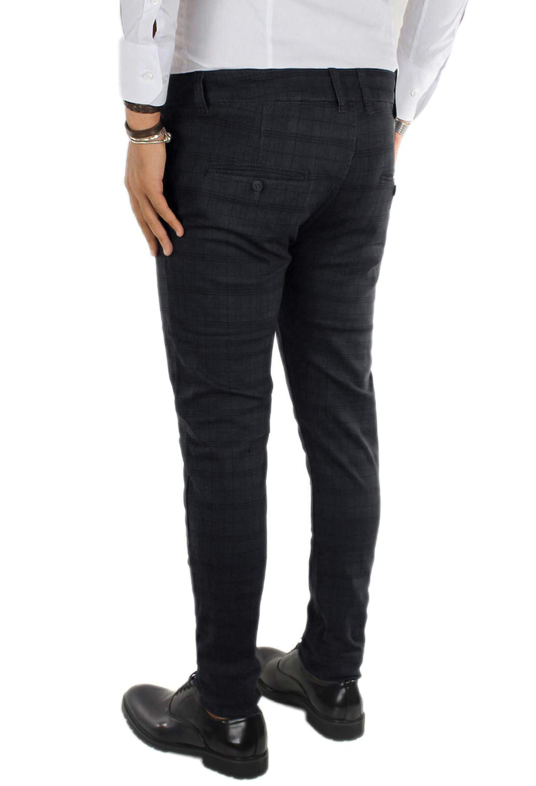 Pantaloni Uomo Casual Principe di Galles Quadri Eleganti Slim Fit