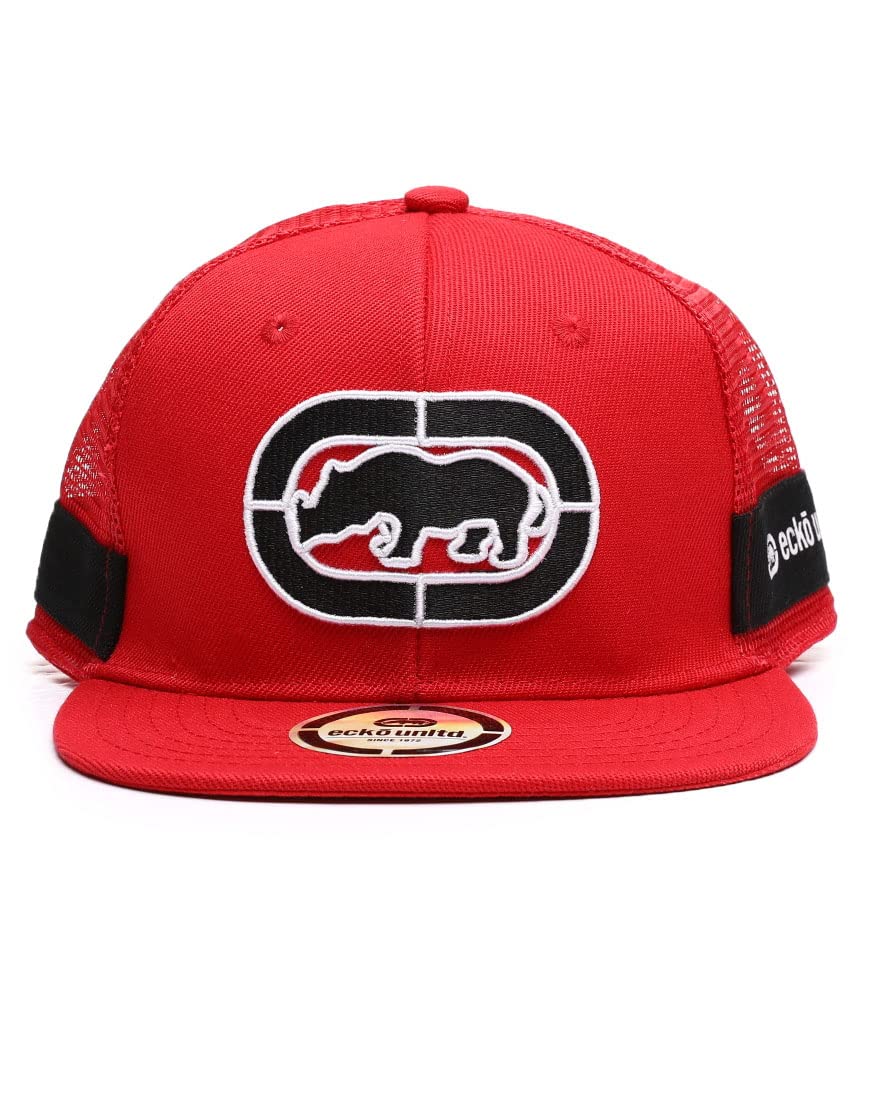 Ecko Unltd. Men`s Trucker Mesh Flat Bill Adjustable Snapback Hat, R(ht13932aq-600)/B, One size