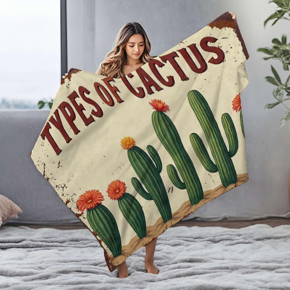 Couverture grand format hypoallergénique en flanelle de cactus douce