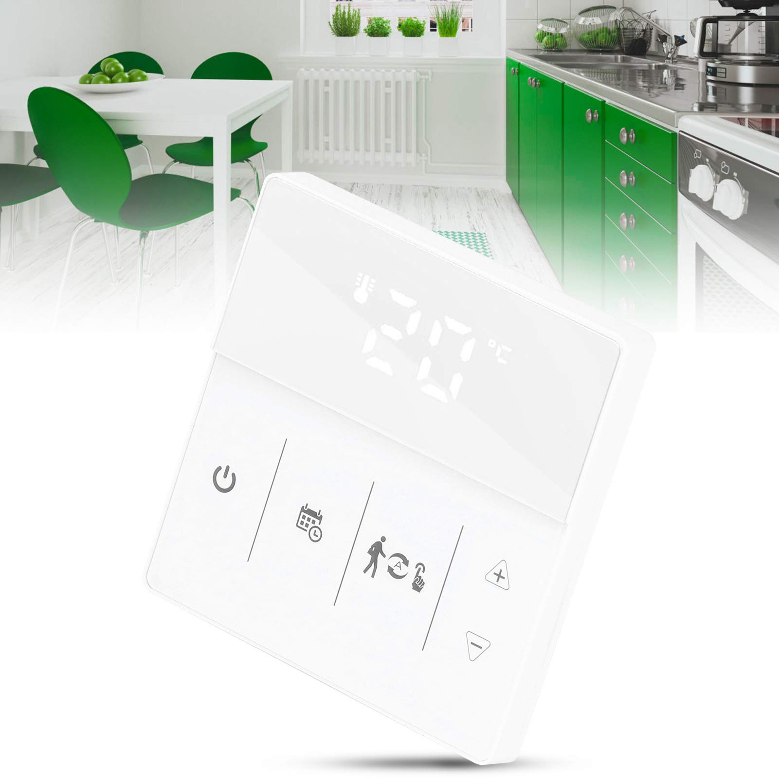 Termostato Preciso Termoregolatore a Parete per Scaldabagno Riscaldamento a Pavimento Interno, Touch Screen LCD Programmazione Settimanale per Uso Domestico, Dimensioni 86x86x11mm (#2)