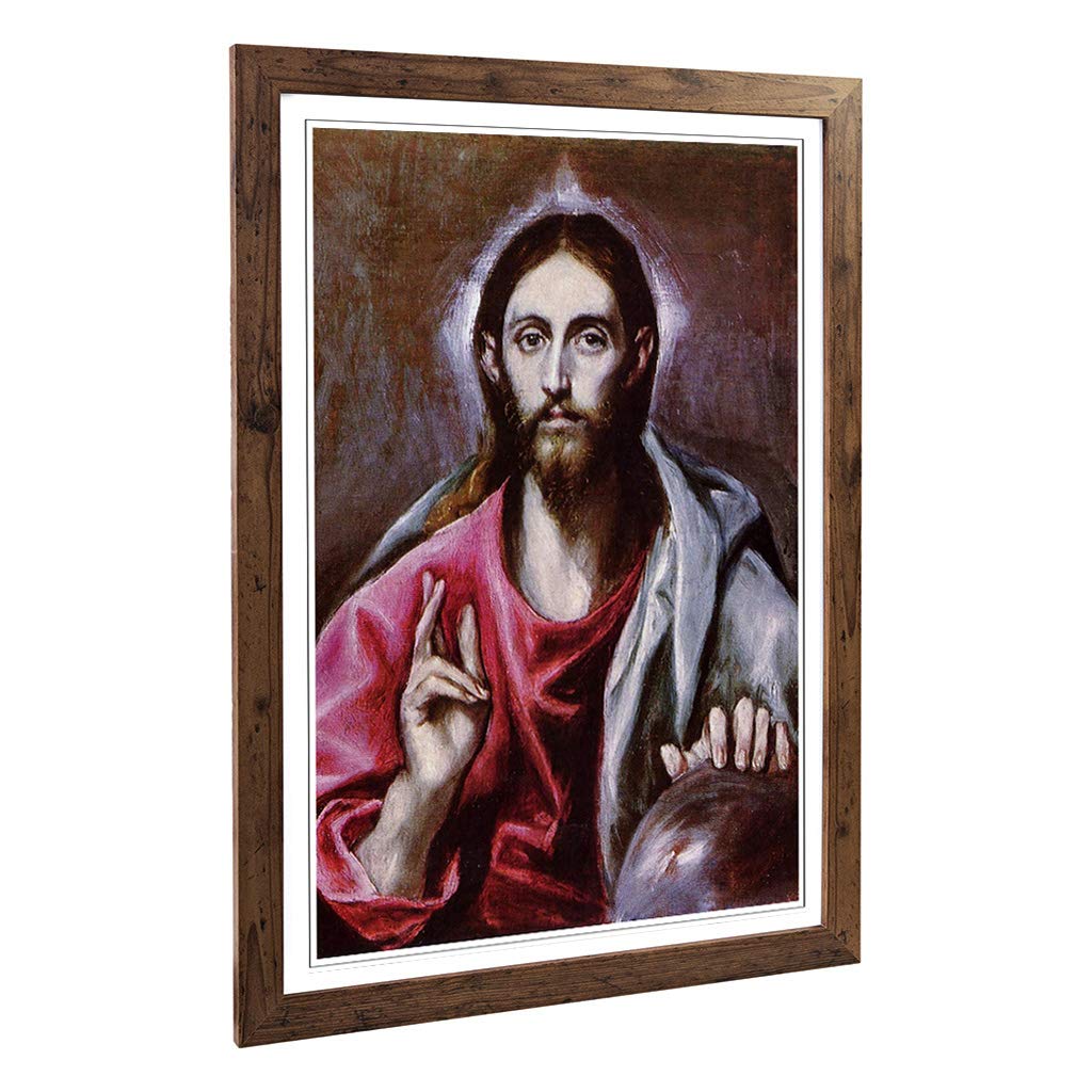 Big Box Art Framed Print of El Greco Christ Design | Wall Art Picture | Home Decor for Kitchen, Living, Dining Room, Lounge, Bedroom, Hallway, Office, Walnut, A2 / 24.5x18 Inch / 62x45cm