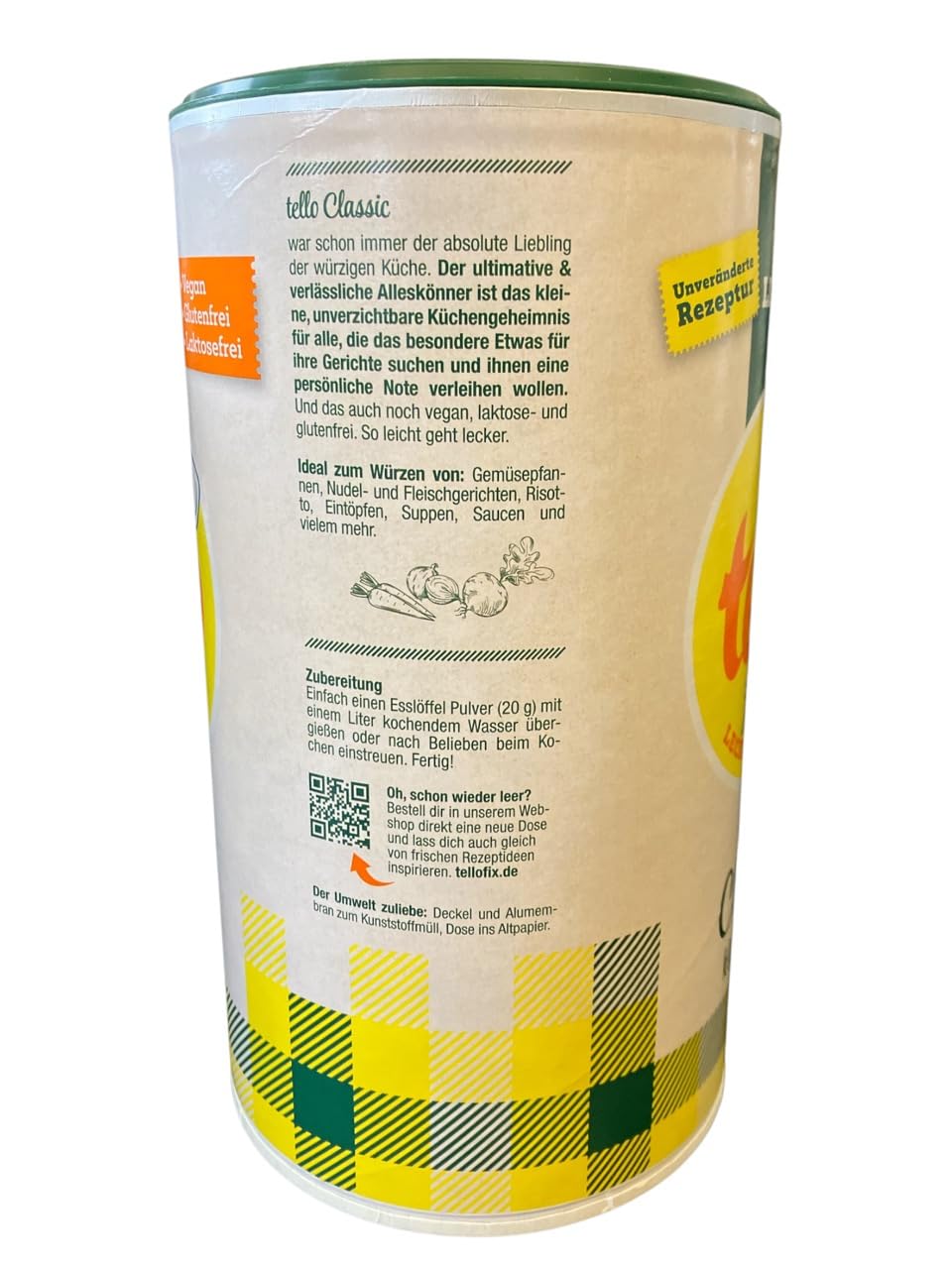 Tello fix Classic klare Brühe 9er-Pack (9x900g = 8,1 kg) rein pflanzlich, vegan, lactosefrei und 50g Wendlers Kräutersalz