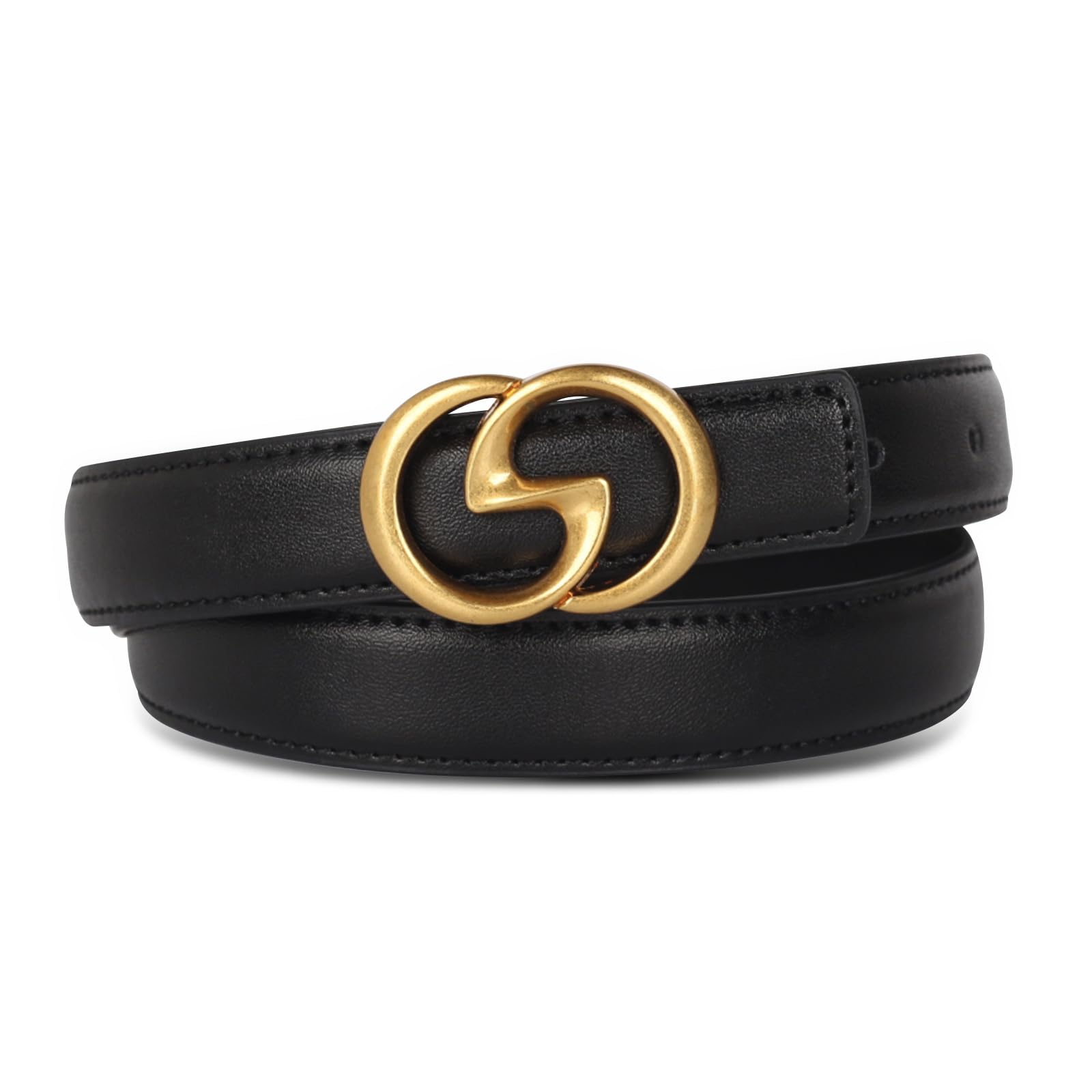 Women's Leather Belt with Buckle - Ideal for Dresses, Jeans, and Coats