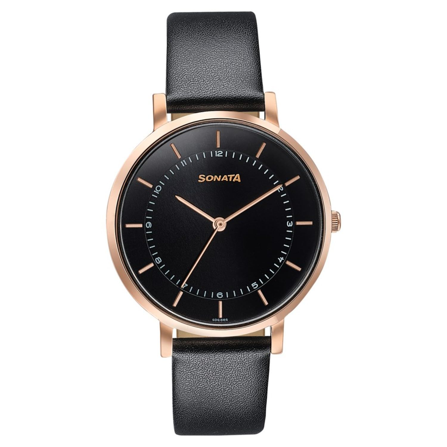 Modern Edit Black Round Dial Leather Watch for Women - 87073WL01-image-0