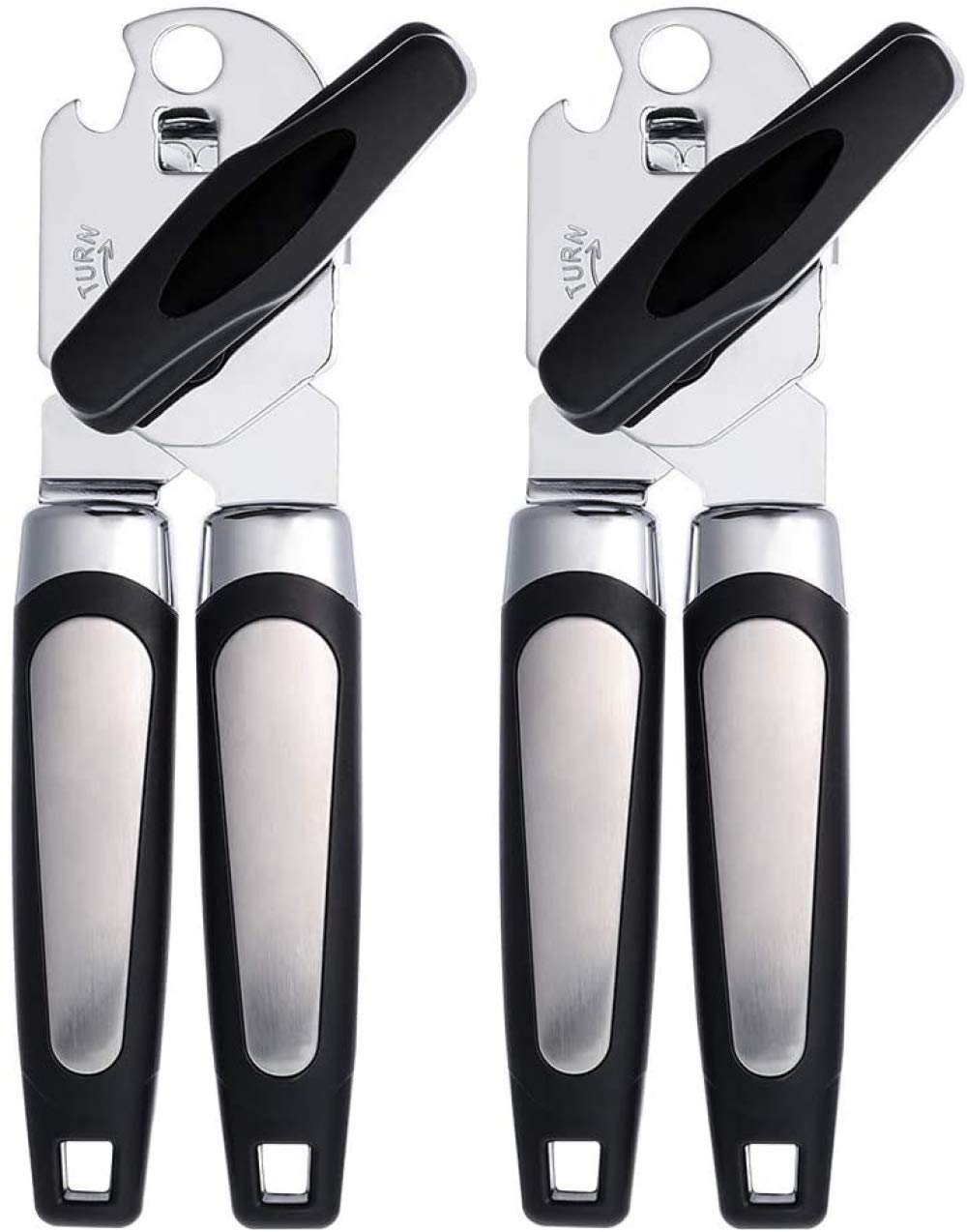 2 Pieces Can Opener, Stainless Steel Manual Tin Opener Jar Bottle Openers with Lids Off Bottle Cap Lever Opener