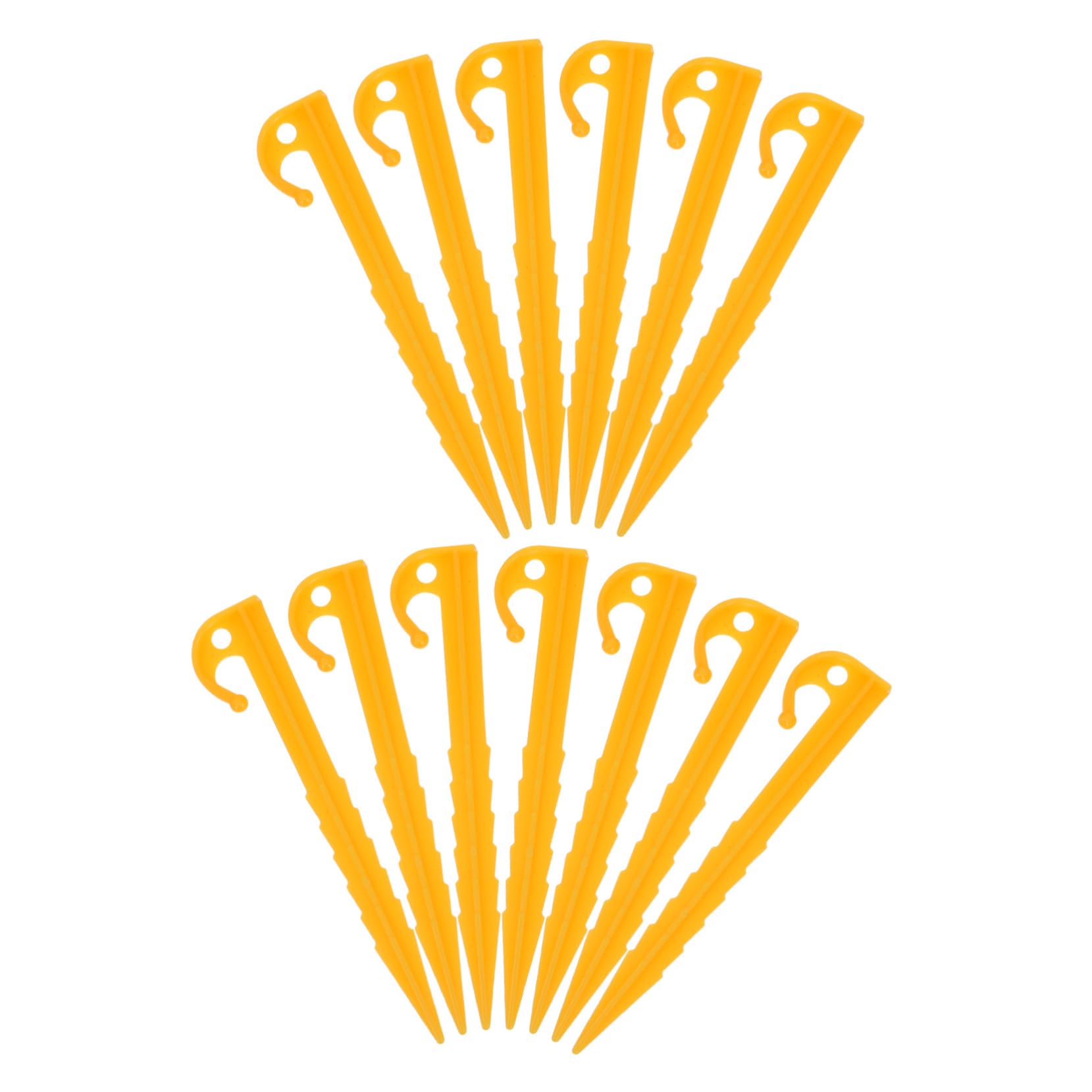 BCOATH 13pcs Plastic Ground Stakes: Tent Pegs Landscape Fabric Stakes with Serrated Edges for Camping Hiking Backpacking Tarping Outdoor Activities