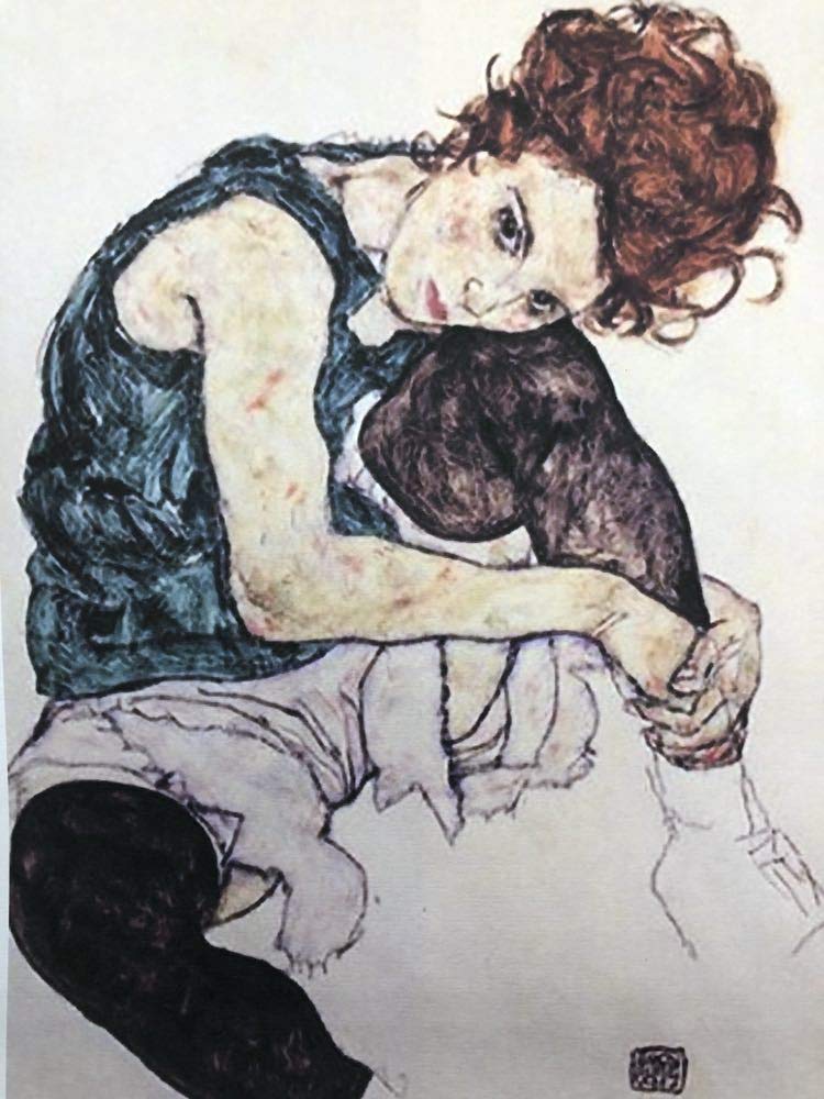 Amazon.co.jp: エゴン・シーレ 左足を高く上げて座る女 A4 ポスター