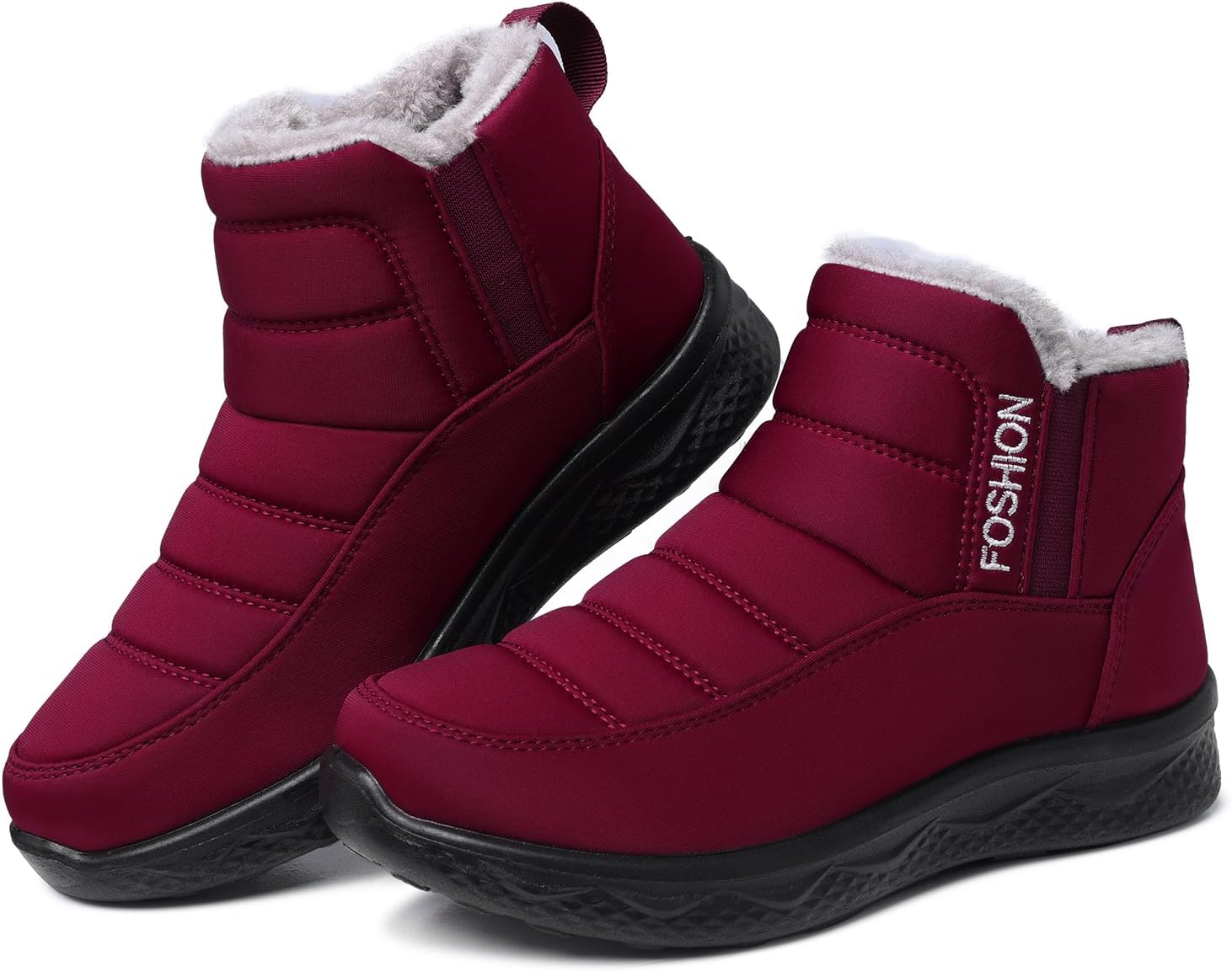 TEMOFON Waterproof Snow Boots for Women: Winter Warm Ankle Booties with Fur Lined Lining Short Comfortable Outdoor Anti Slip Boot