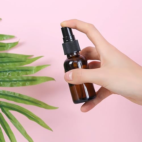 Miniatura 37 de Botella pulverizadora de vidrio de 2 onzas, botellas de vidrio Boston de niebla fina con pulverizador de niebla fina negra, botellas pequeñas