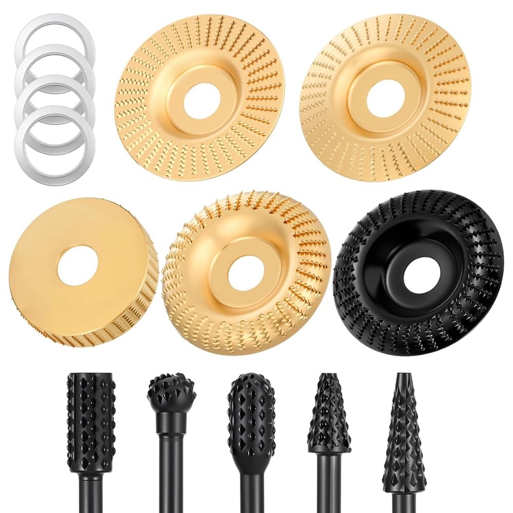 Littimoon Grinding Wheel Shaping Disc(14 Pcs) for Angle Grinder for Wood Carving Disc Set, Stump Grinder Tool for Wood Cutting