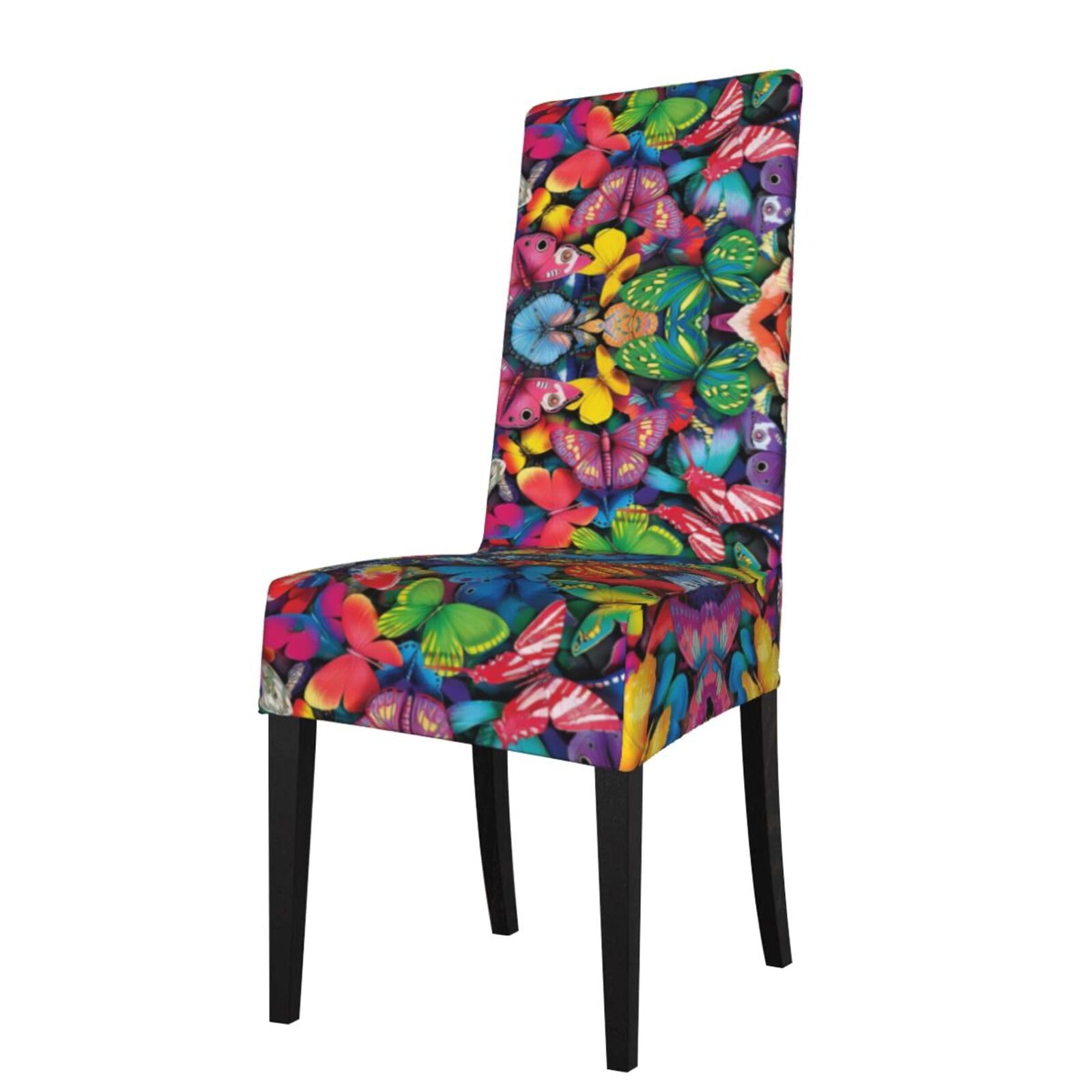 YYHHAOFA Beautiful colorful butterflies Prints Protection Cover for Dining Chair - Stretch Slipcovers, Easy Refresh for Your Dining Room & Event Decor