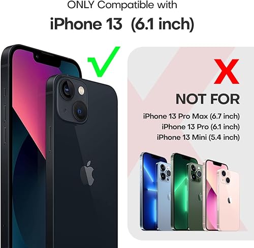 Miniatura 2 de TAURI Funda 5 en 1 para iPhone 13, color negro, protección contra caídas de grado militar Funda delgada a prueba de golpes con cordón para teléfono