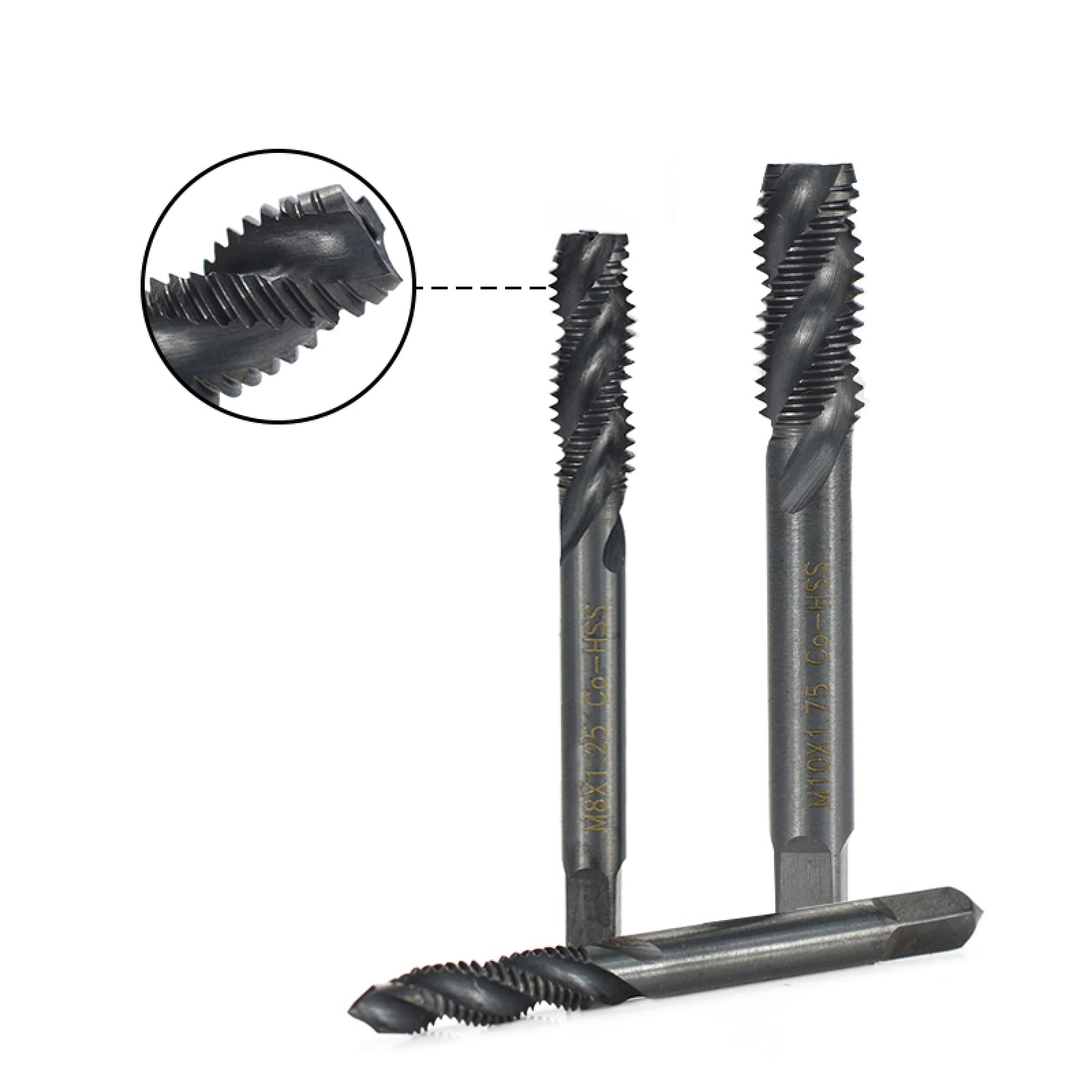 Punta da Trapano, Maschio a Spirale, Maschio a Macchina, utensile per Filettatura metrica, Maschio a Vite Rivestito in nitruro, Punta da Trapano, M5x0,8