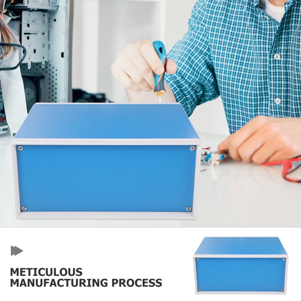 WOONEKY Caja de Conexiones Metálica para Proyectos Electrónicos Carcasa de Acero 140X210X180 MM Caja Eléctrica Empotrada Resistente para Bricolaje y Protección de Instrumentos