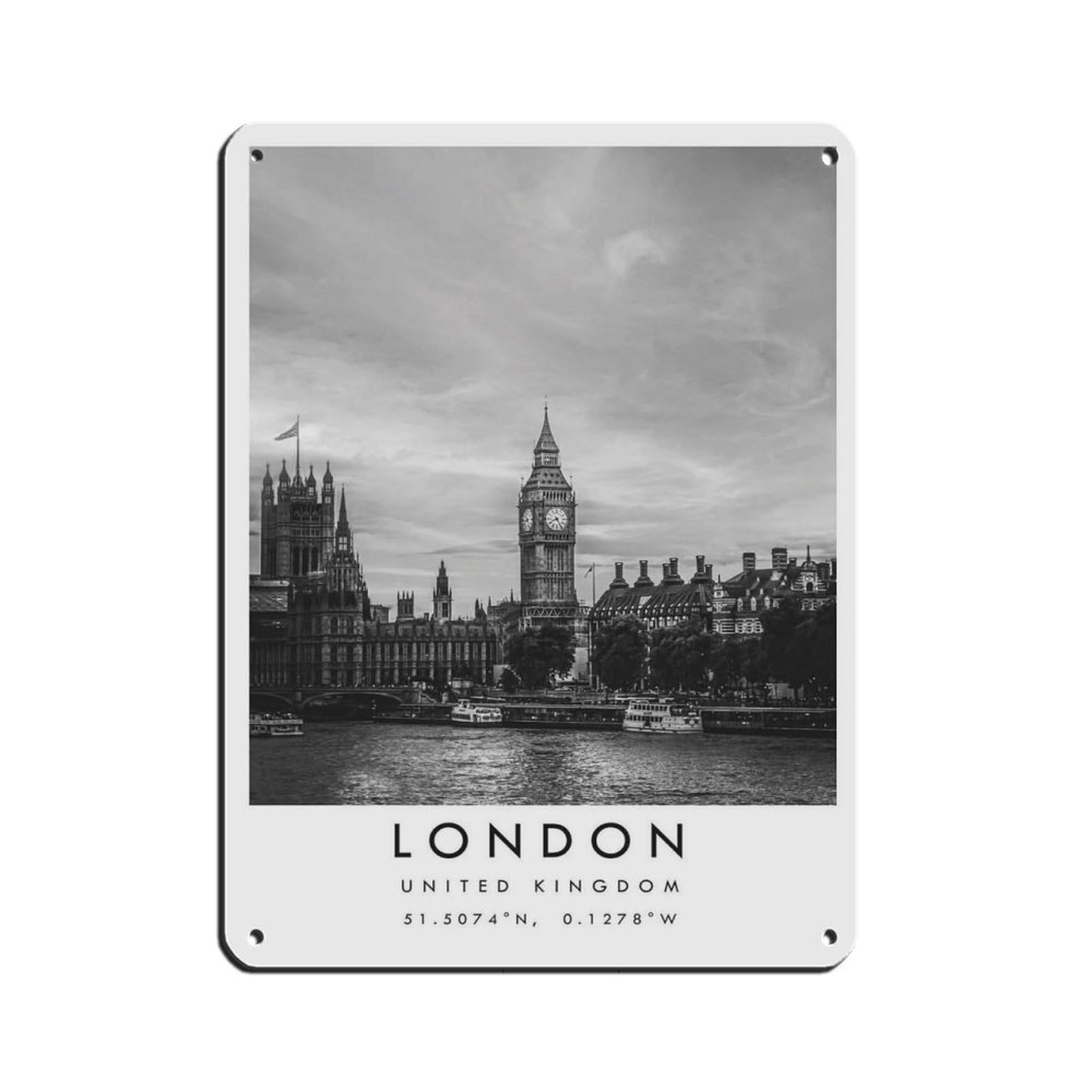 London Travel, London Poster Retro Poster Metal Tin Sign Chic Art Retro Iron Painting Bar People Cave Cafe Family Garage Poster Wall Decoration 12x16inch(30x40cm)