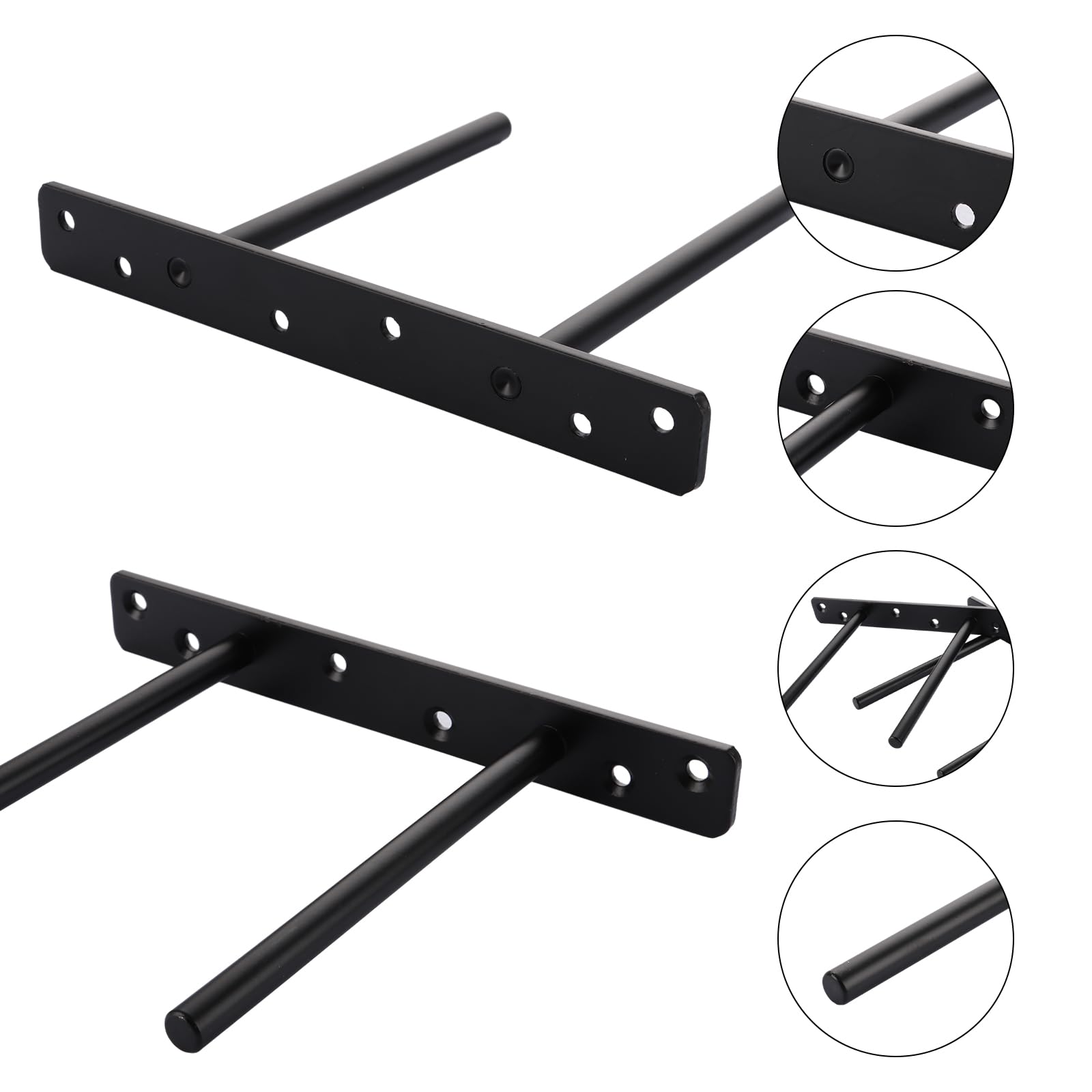 YOUNTHYE Support Etagere Invisible 4 PCS 200x145MM Double Tube Noir Fixation Robuste pour Etagere Murale avec 24 Vis 60MM