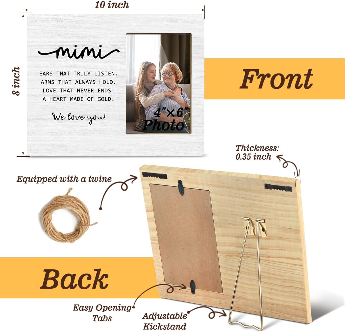 JioJio Chan Mimi Gifts Photo Frames - Grandma/Mimi/Nana Gifts for Mothers Day - 4 x 6 Inch Picture Frames - Image 2