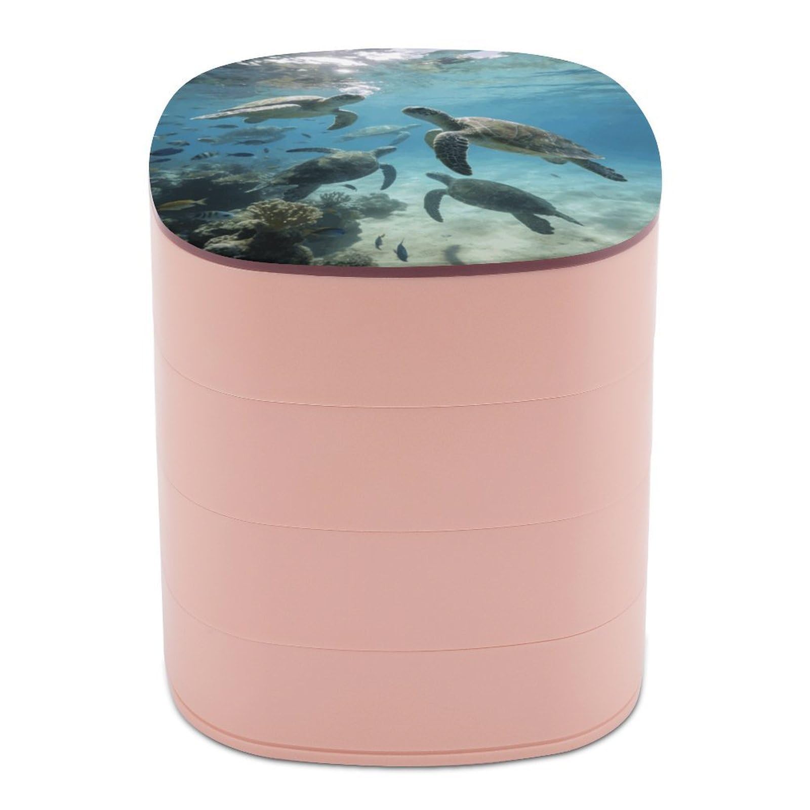 LZQPOEAS Sea Turtles Jewelry Box Women Jewelry Organizer Travel Jewelry Case Cute Necklace Ring Storage Organizer 4-Layer Rotating Jewelry Tray Case with Mirror for Bracelets