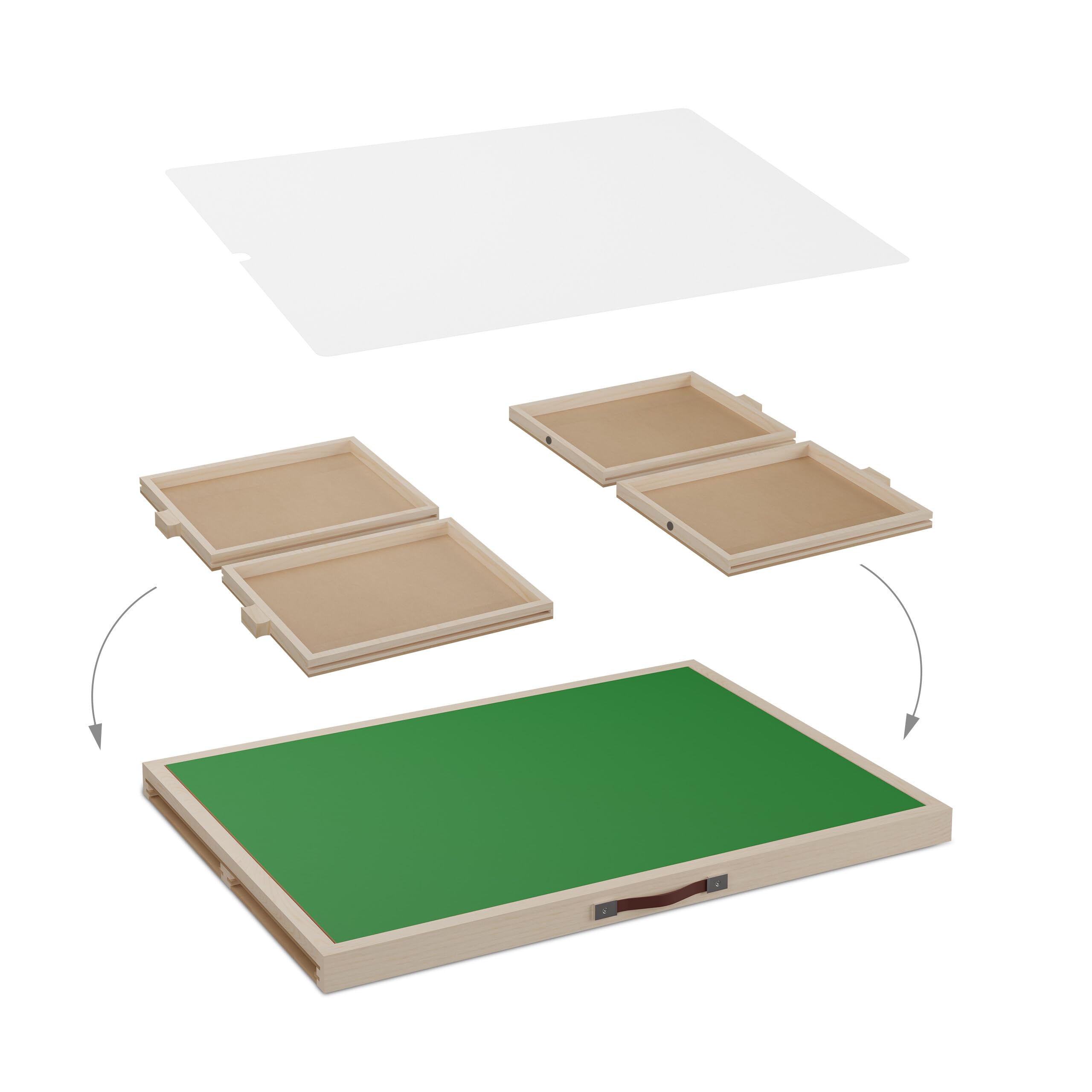 Relaxdays 1000 Pz Porta Puzzle, Vassoio Inclinabile e Pannello, Supporto Tavolo da Gioco, Legno Naturale, Verde