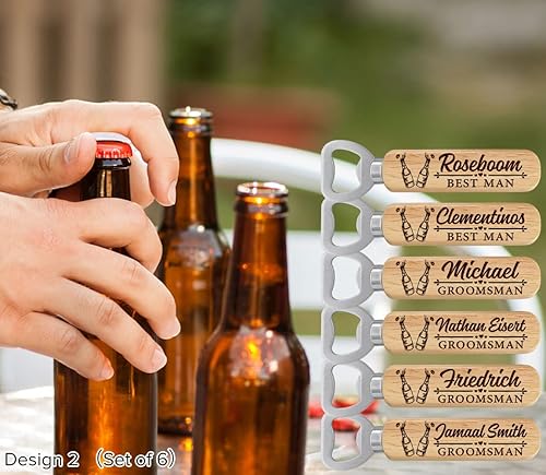Miniatura 10 de Personalized Beer Gifts, Wooden Bottle Opener Gift for Him, Groomsman， Brother, Boy Friend, Father, Unique Gifts for Father's Day, Birthday