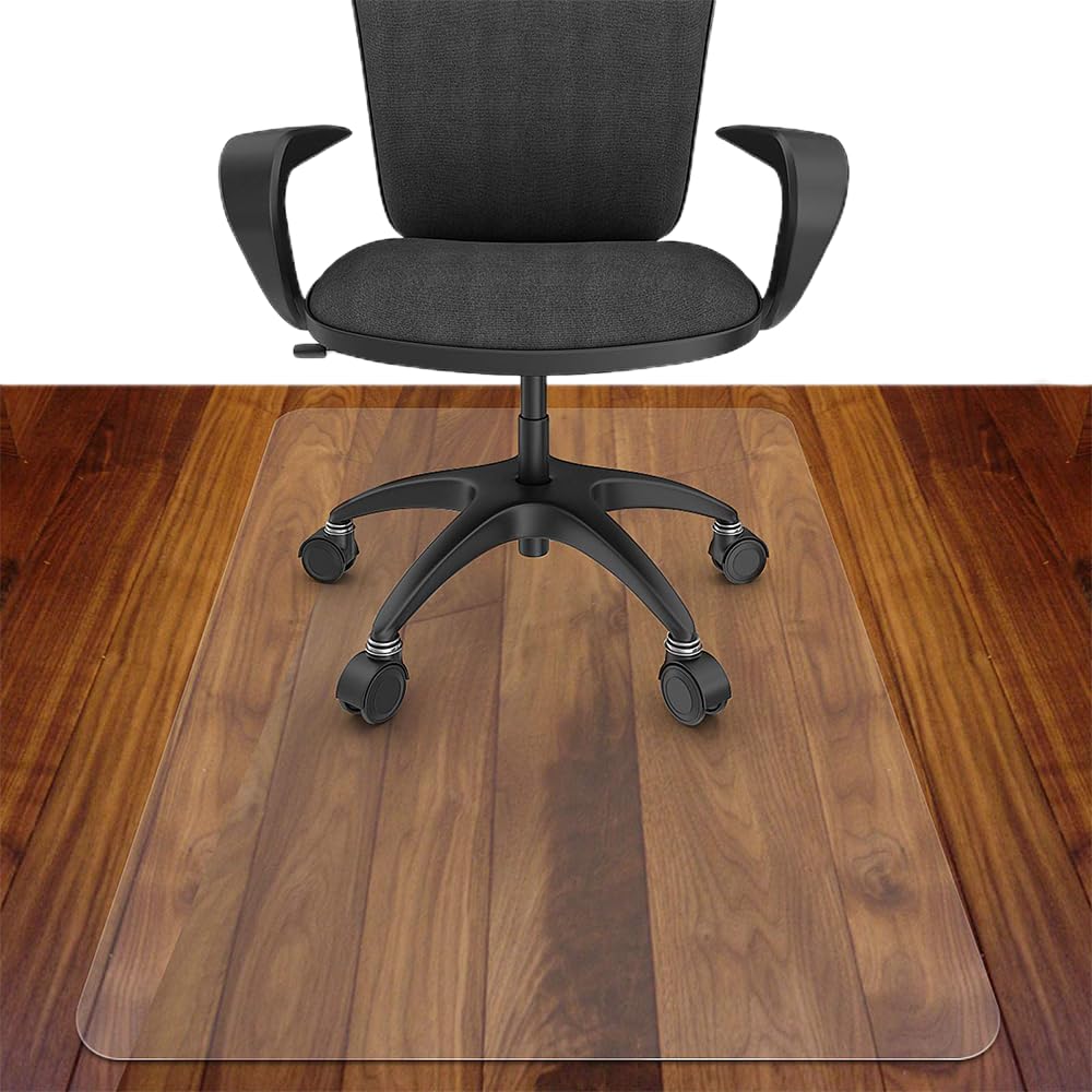TOMVAES Transparent Floor Mat for Hardwood Floor, Clear Rectangle Floor Mat Protector for Carpeted Hard Wood or Tile Floor, Easy Glide Floor Protector Mat for Rolling Chairs, 90 * 120cm, 1.5mm