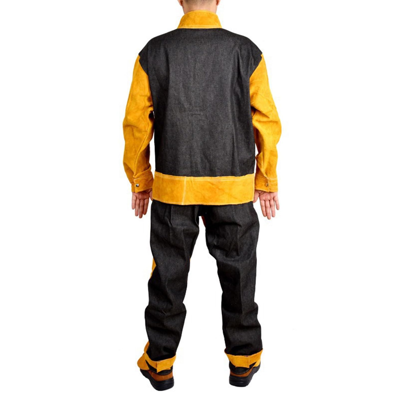 Piel De Vaca Chaqueta De Soldadura Pantalón Traje Para Los Hombres, Traje De Soldador De Cuero Para Tareas Pesadas, Chaqueta Y Pantalones Incluidos, Resistente Al Calor Y La Llama