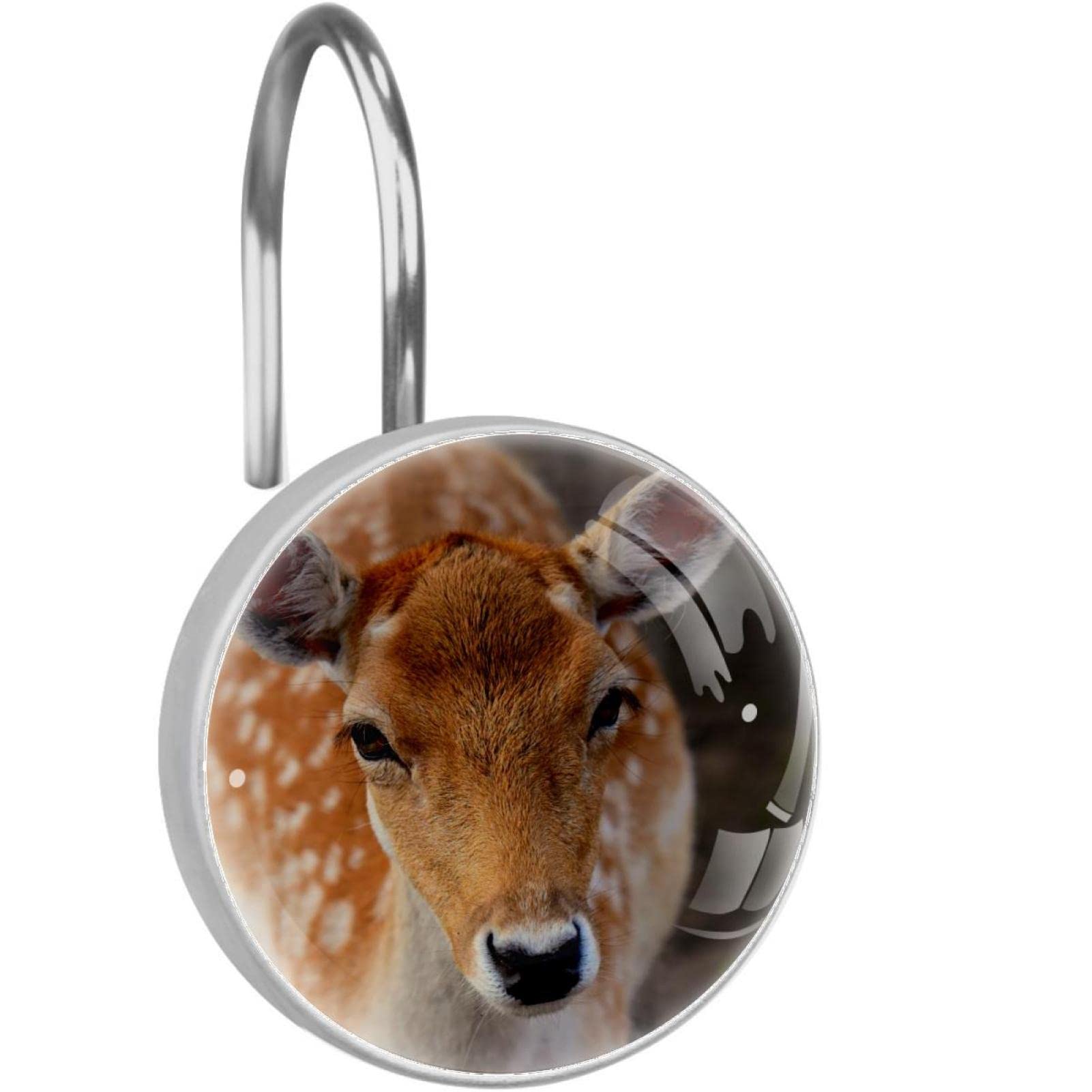 Crochets rideau de douche acier inoxydable robustes et anti rouille motif cerf