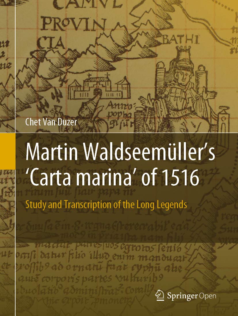 Carta marina 1516 Martin Waldseemüller livre d'étude et transcription des légendes en anglais