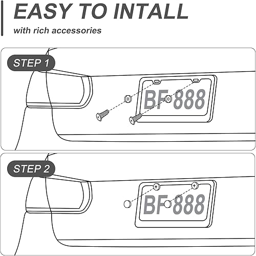 Miniatura 2 de Povueia Marcos de matrícula para mujeres y hombres, paquete de 2 soportes de matrícula de aluminio grueso, marco de matrícula frontal y trasero