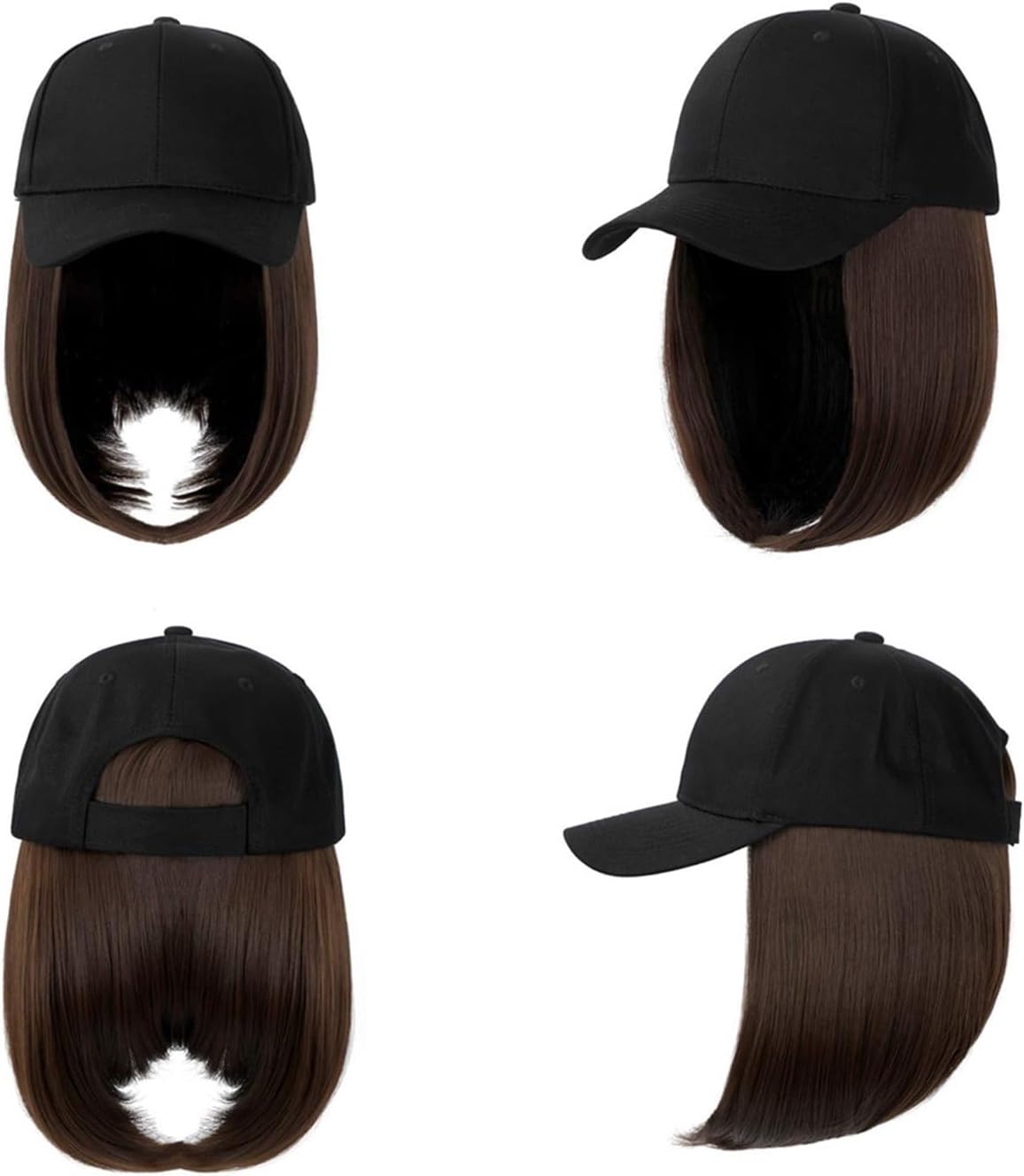Bald Cap Synthetic Baseball Cap Wig Short Wig Black Hat Wigs Cap with Hair Bob Hair Baseball Cap Adjustable Hair Cap (Color : 3)