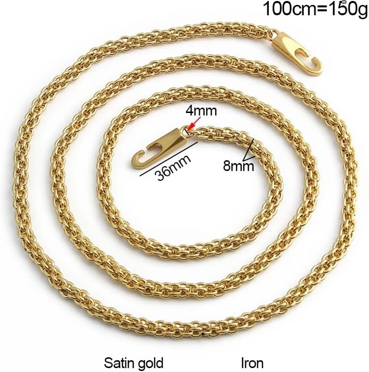 HESHUWEN ハンドバッグチェーン 100/110/120/130CM 8MM 鉄製メタルバッグチェーンアクセサリー メタルエク