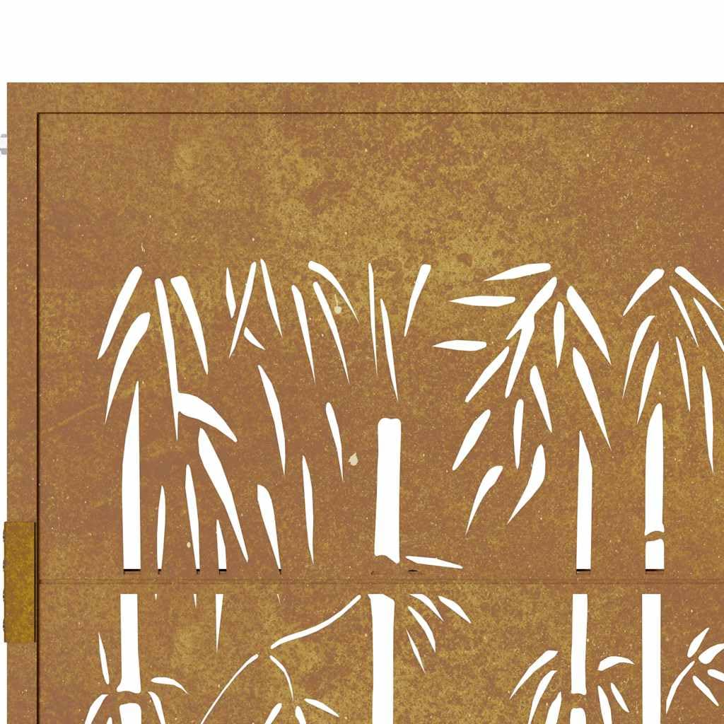 vidaXL Cancello da Giardino 100x75 cm in Acciaio Corten Design bambù, cancello, cancello in Acciaio, cancello da Esterno, cancello di Sicurezza
