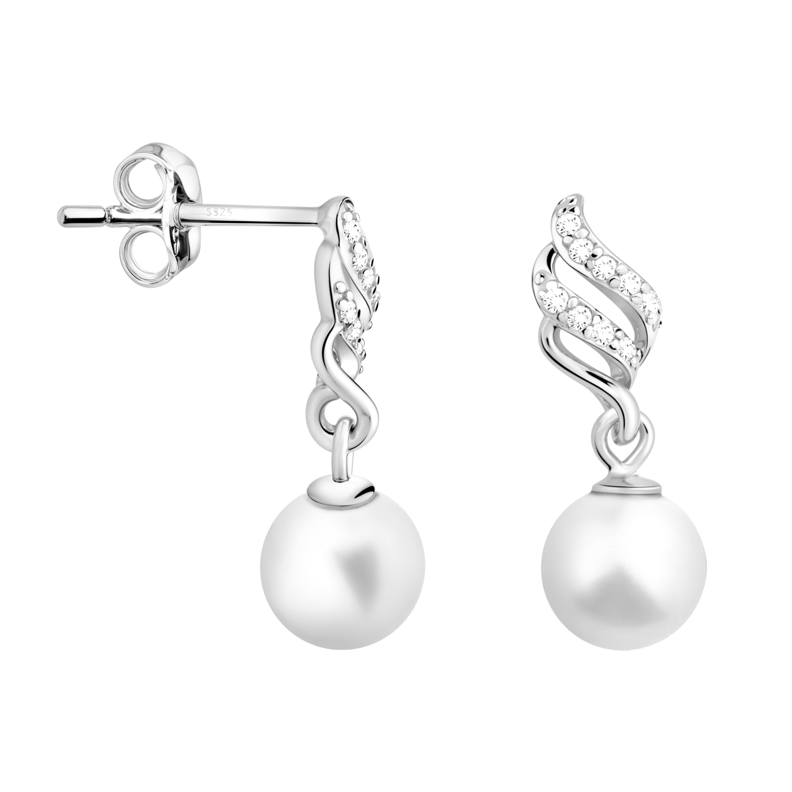 SOFIA MILANI - Orecchini da Donna in Argento 925 - con Pietra Zircone - Orecchino a Perno a Perla