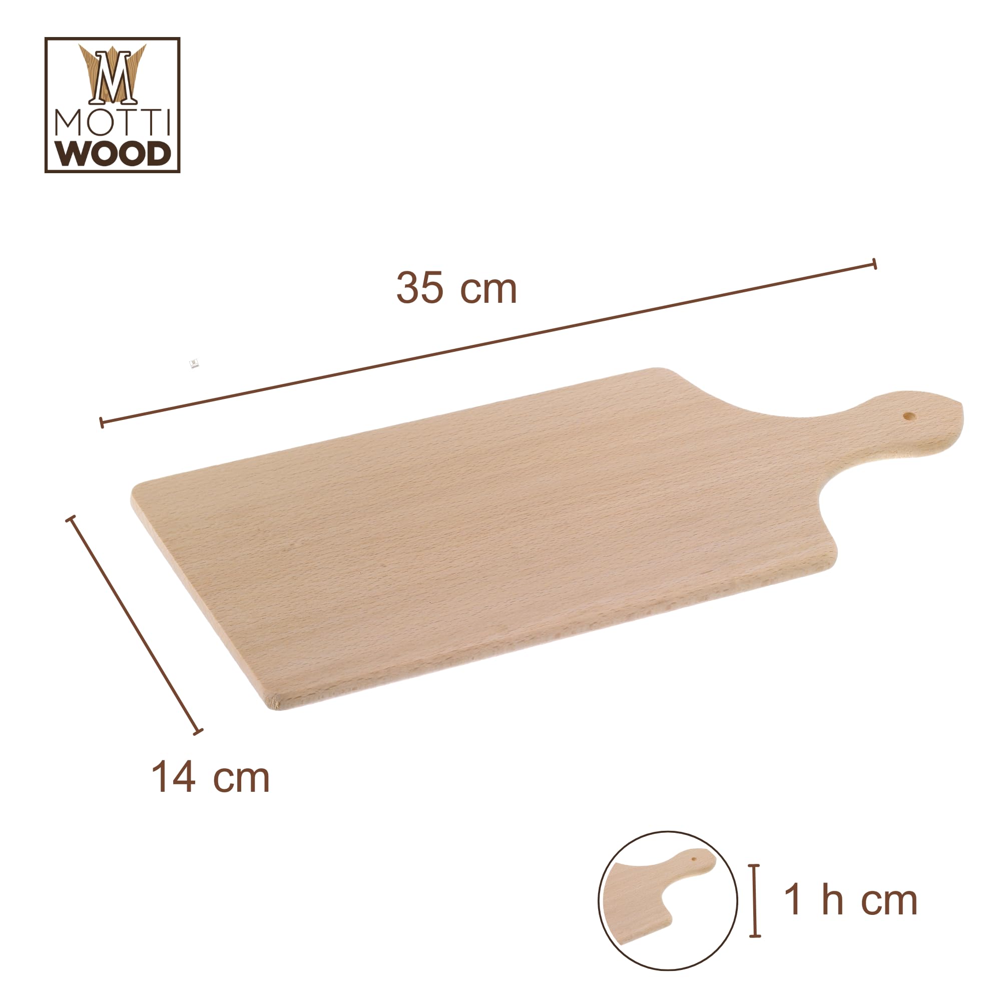 Juego de 5 tablas de cortar de cocina con asa, 100% madera de haya, perfecto para cortar y servir, dimensiones 35 x 14 x 1 cm, alta resistencia, fabricado en Italia