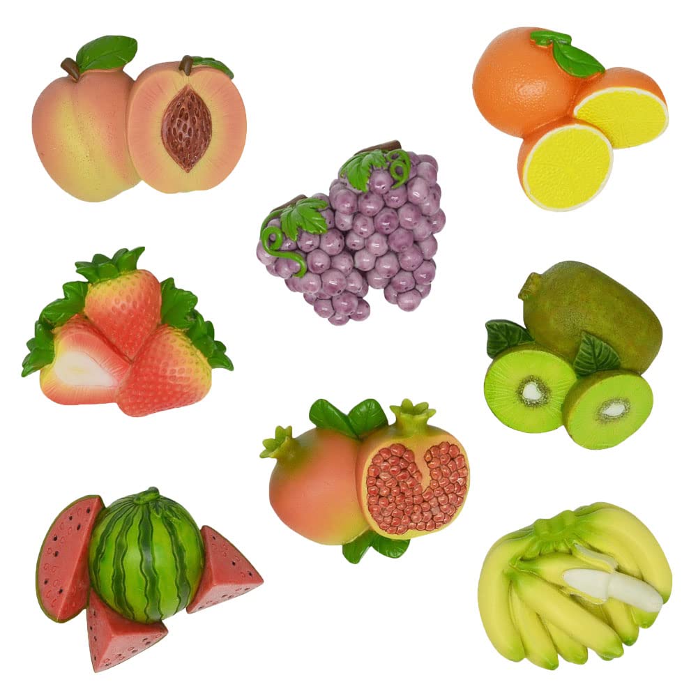 Wugebud 8 Pcs 3D Simulation Fruit Resin Fridge Magnets Whiteboard Magnetic Stickers Souvenir Refrigerators Magnetic Sticker ,Home & Kitchen Decoration Fruits Fridge Magnet Cute Model DIY Accessory
