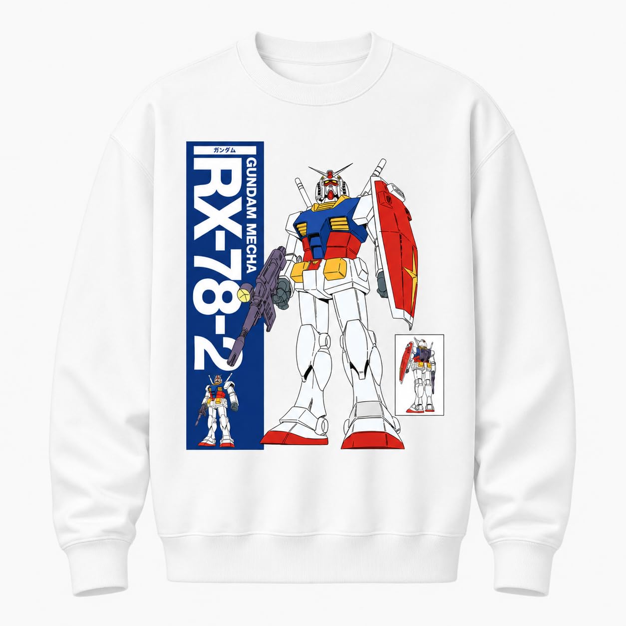 Felpa Gundam RX-78-2 Bianca Girocollo Mecha Stile Giapponese